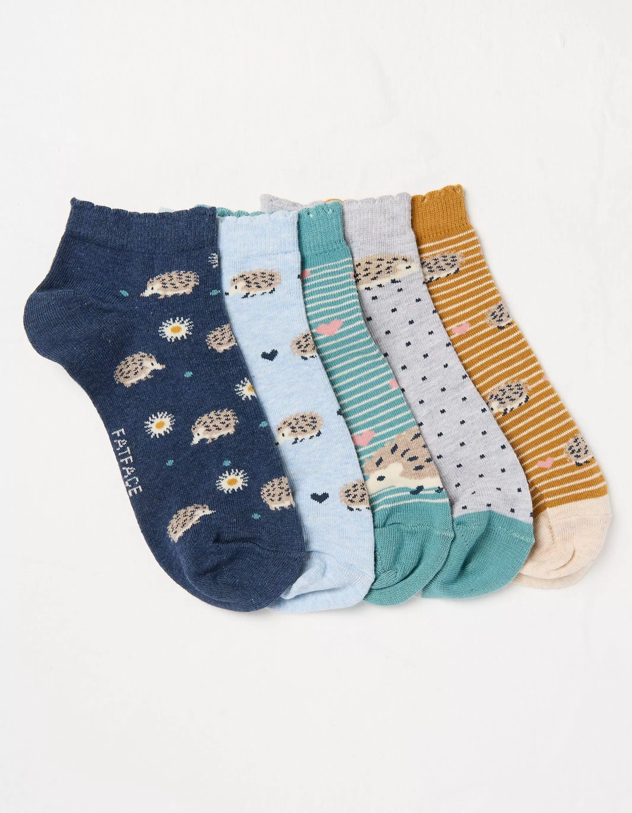 Online FatFace 5 Pack Hedgehog Trainer Socks Multi