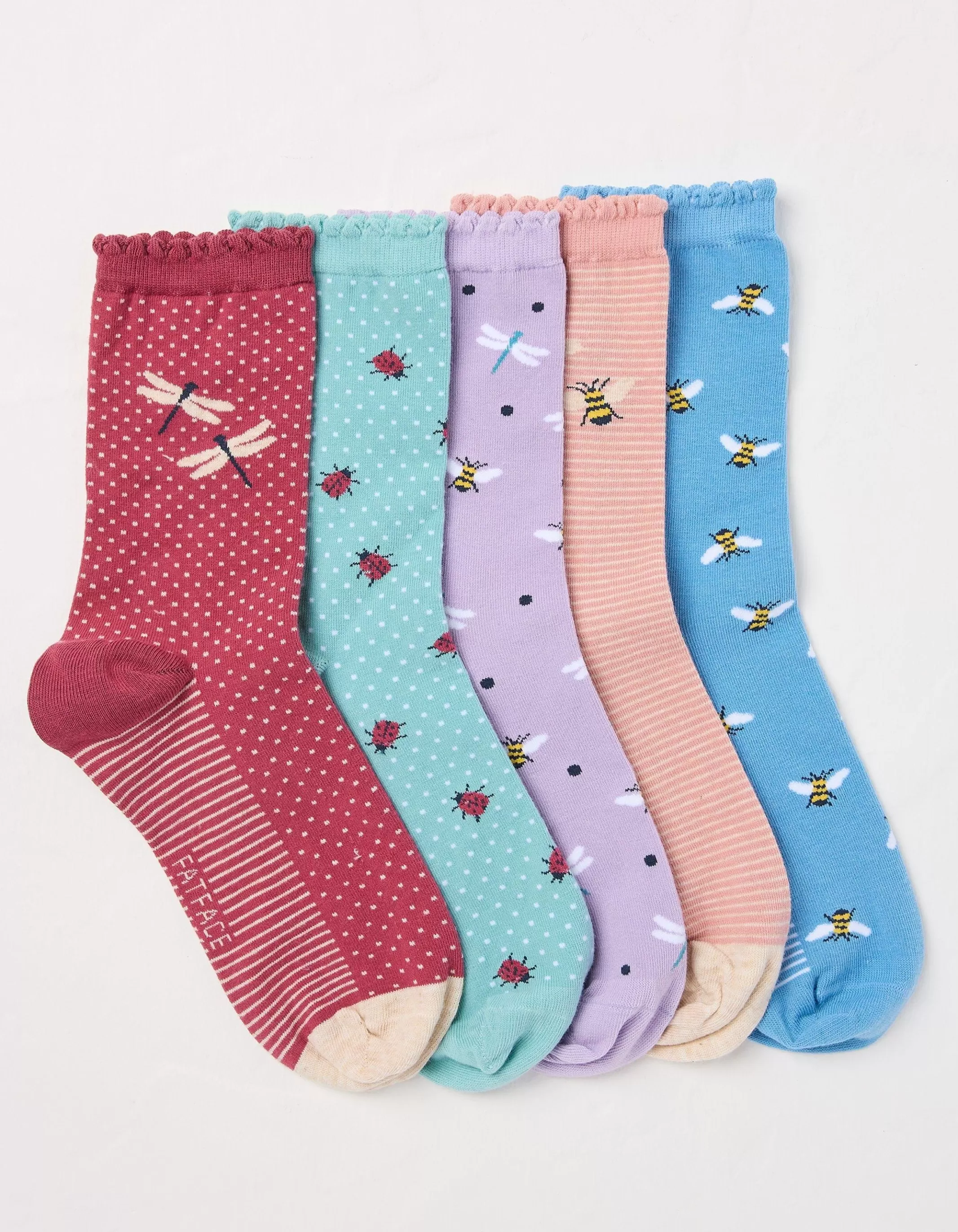 Cheap FatFace 5 Pack Insect Socks Multi
