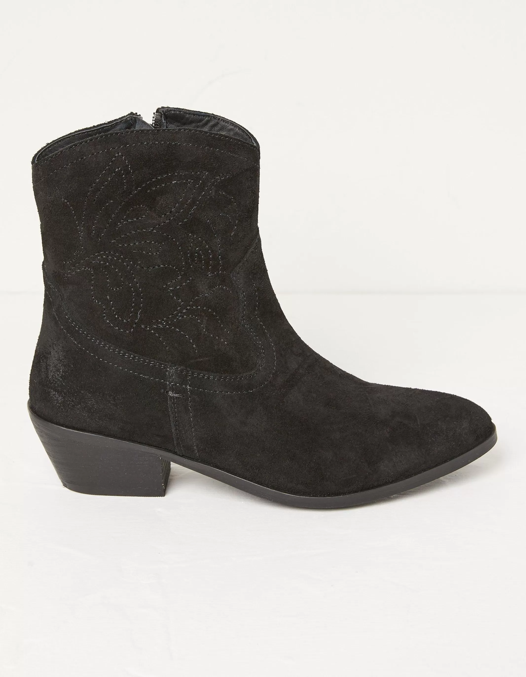 Store FatFace Abilene Western Embroidered Ankle Boot Black