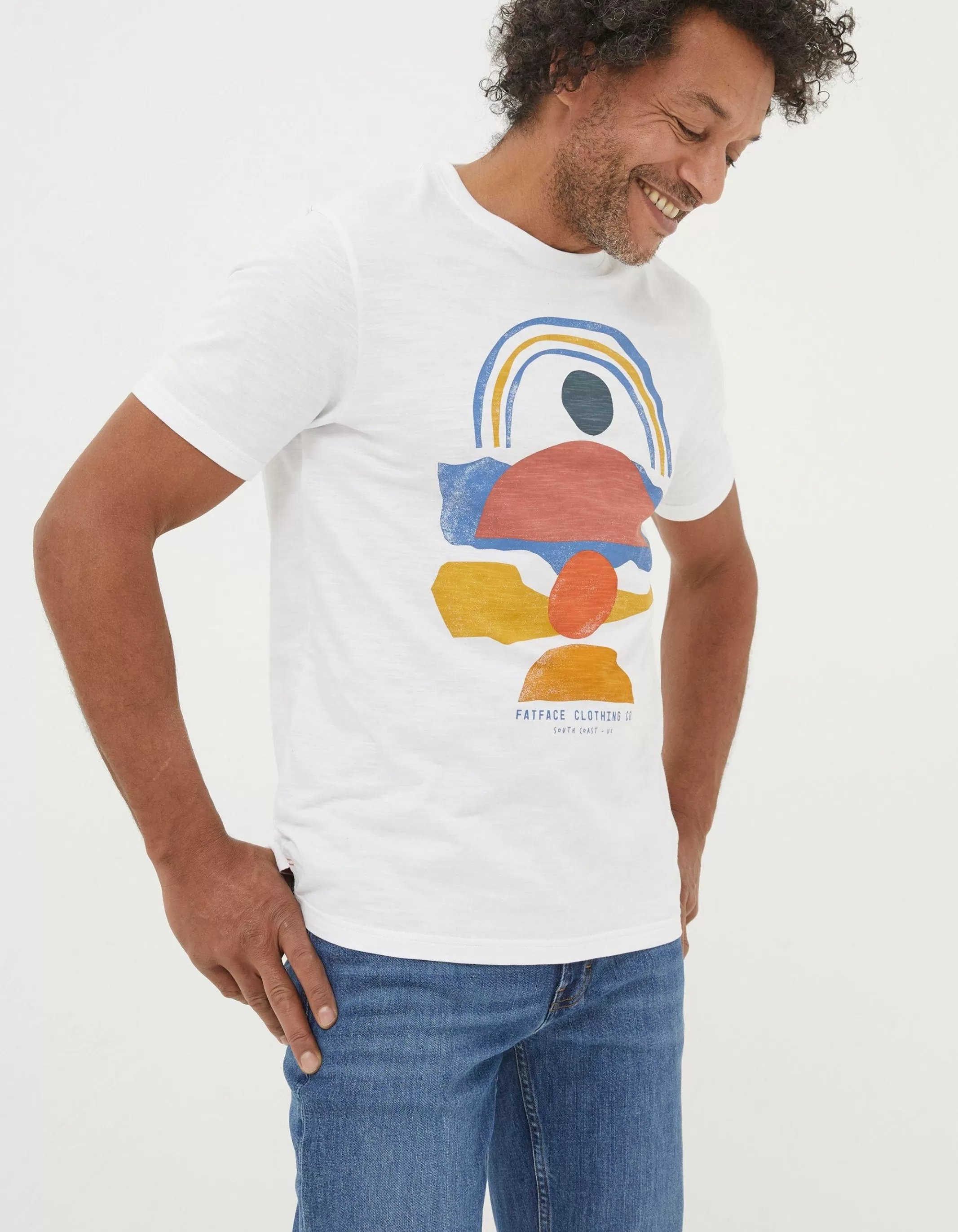 Store FatFace Abstract Landscape T-Shirt White