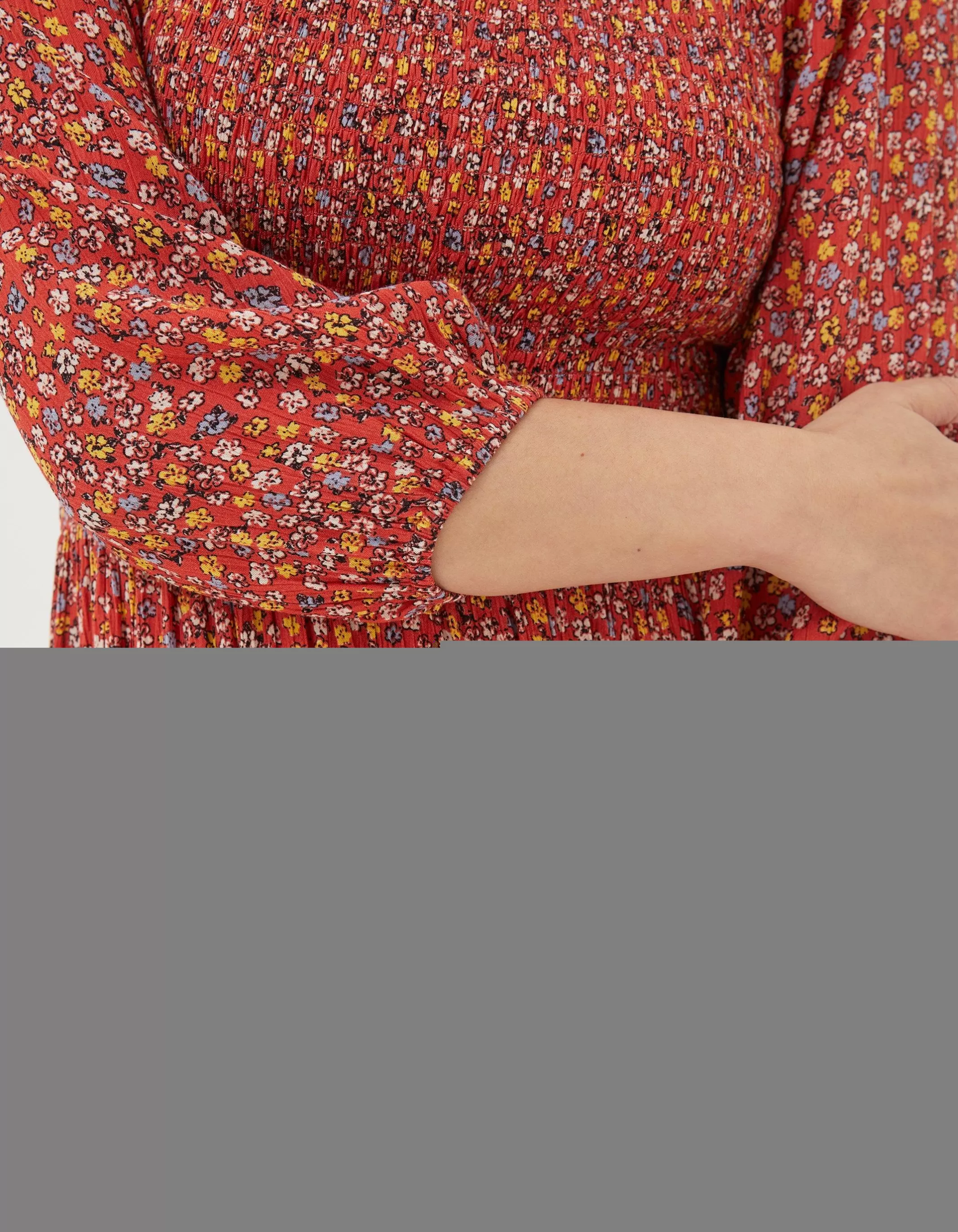Fashion FatFace Adele Gradient Floral Midi Dress Vintage Red