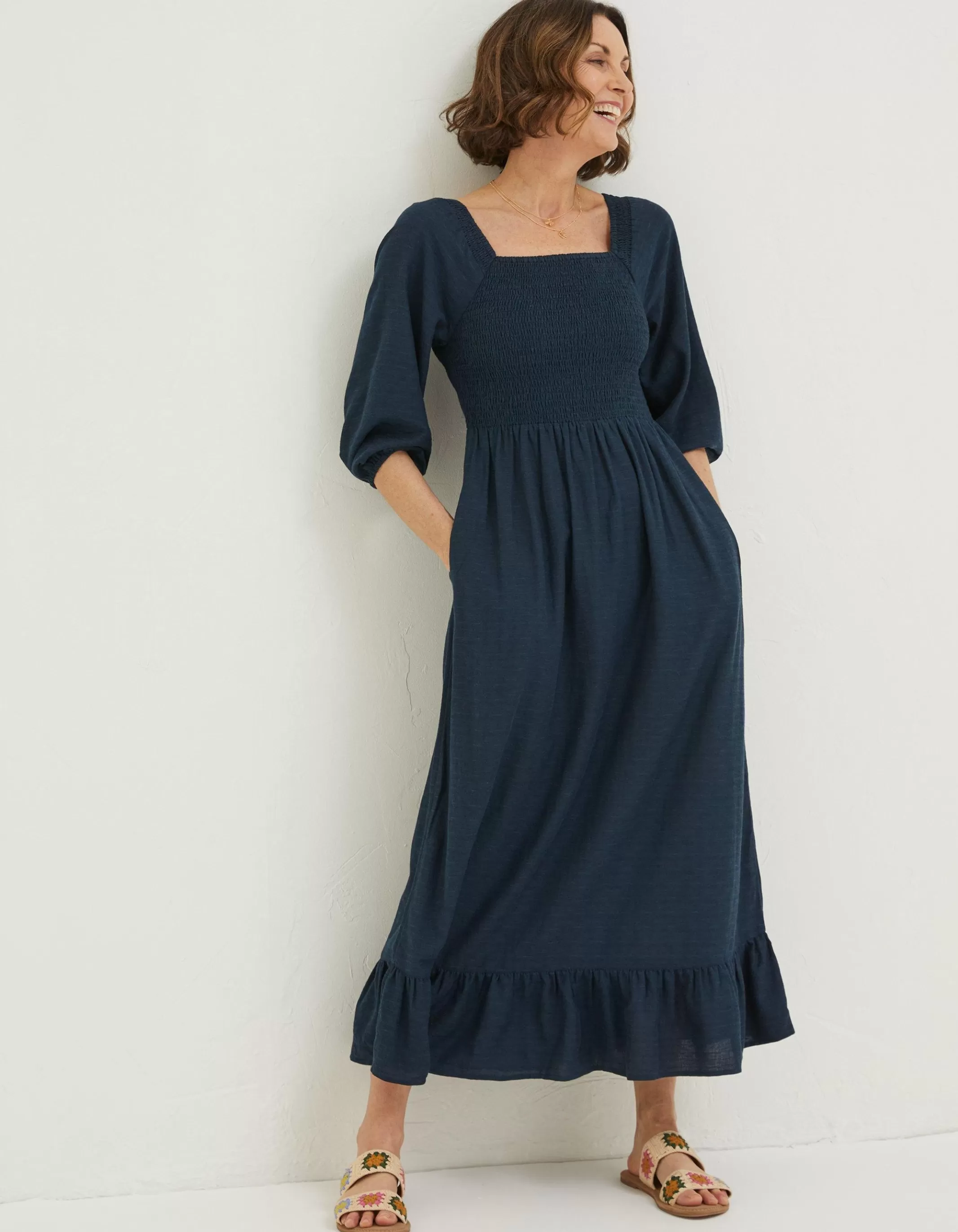 Sale FatFace Adele Shirred Midi Dress
