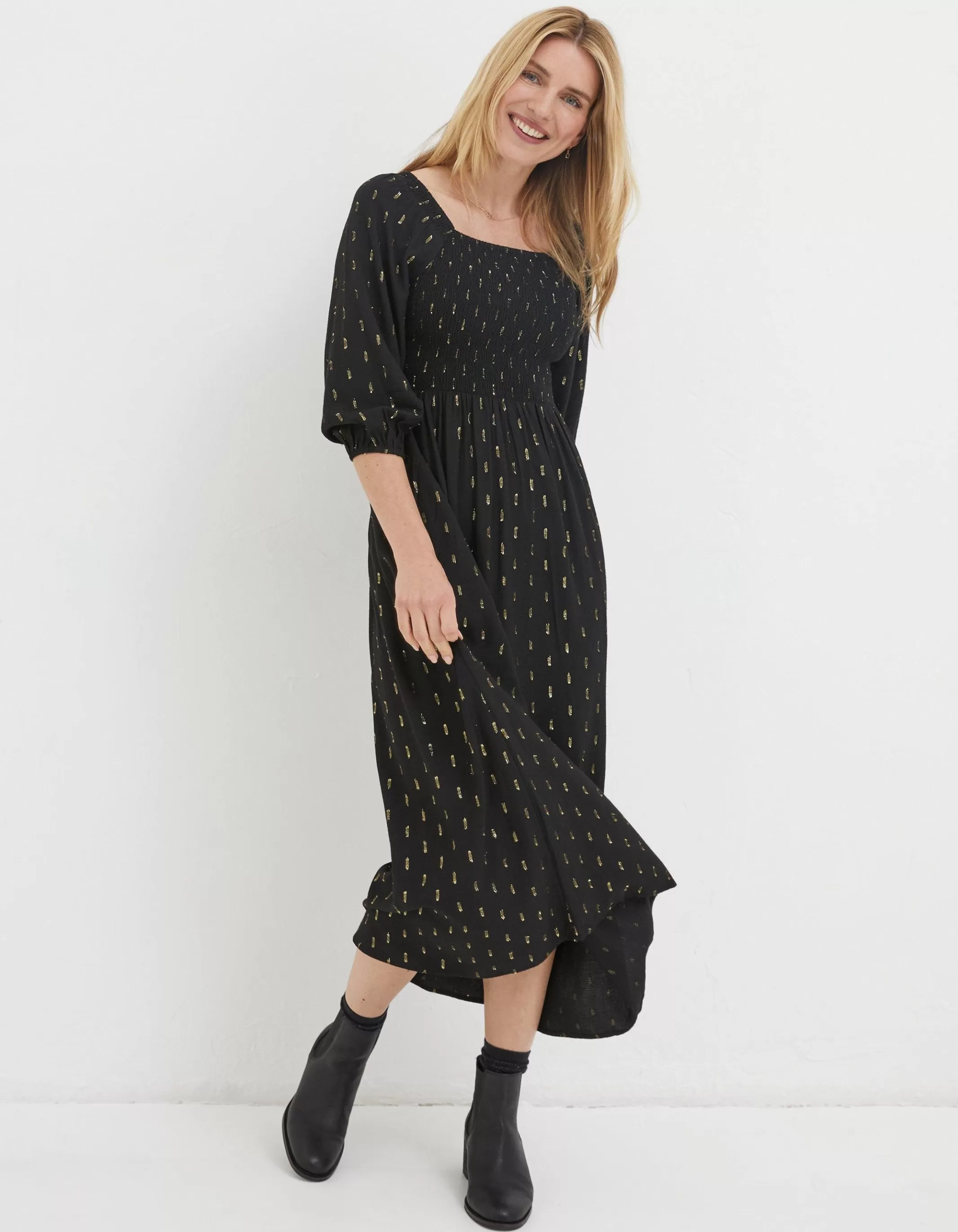 Online FatFace Adele Sparkle Midi Dress Black