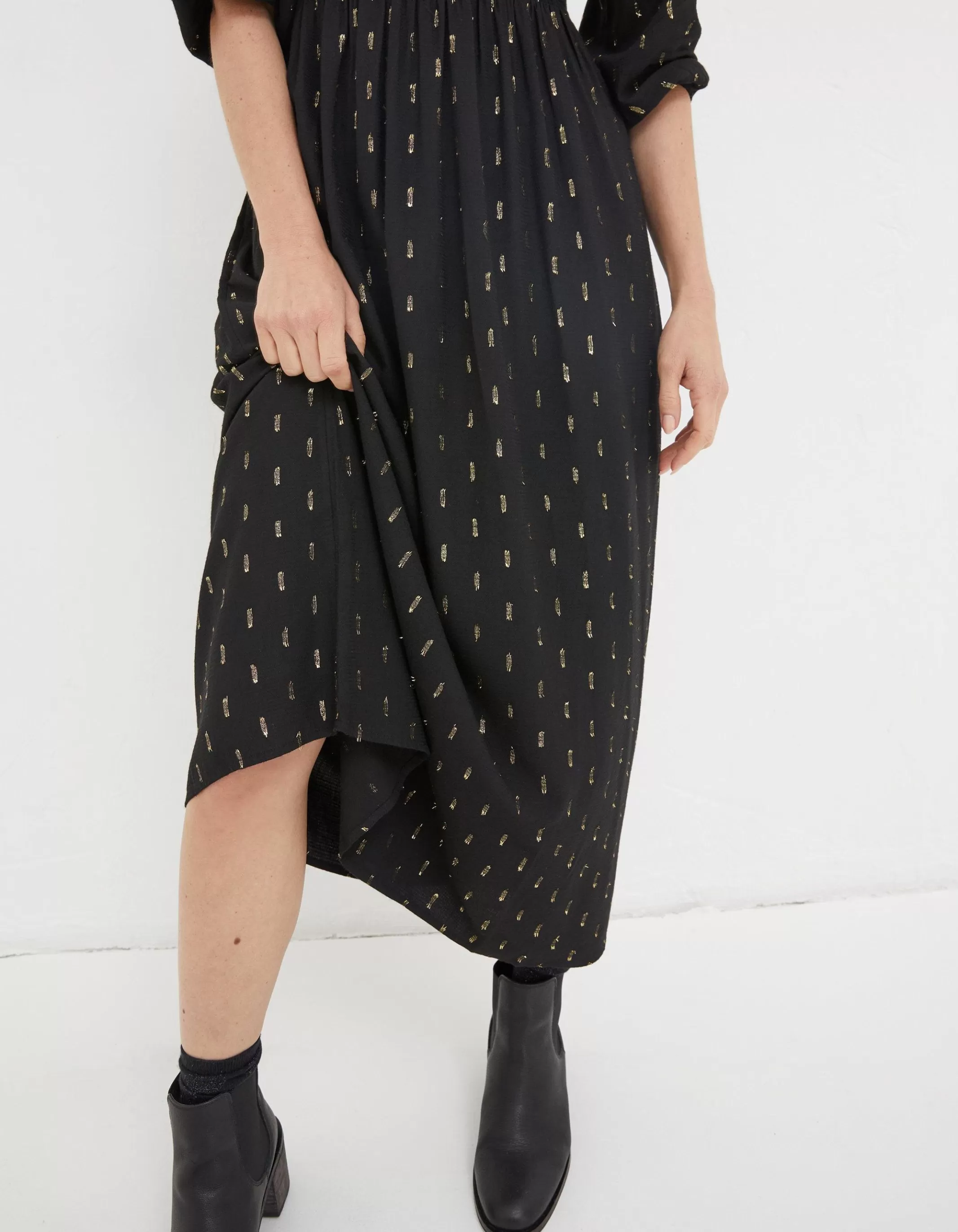 Online FatFace Adele Sparkle Midi Dress Black