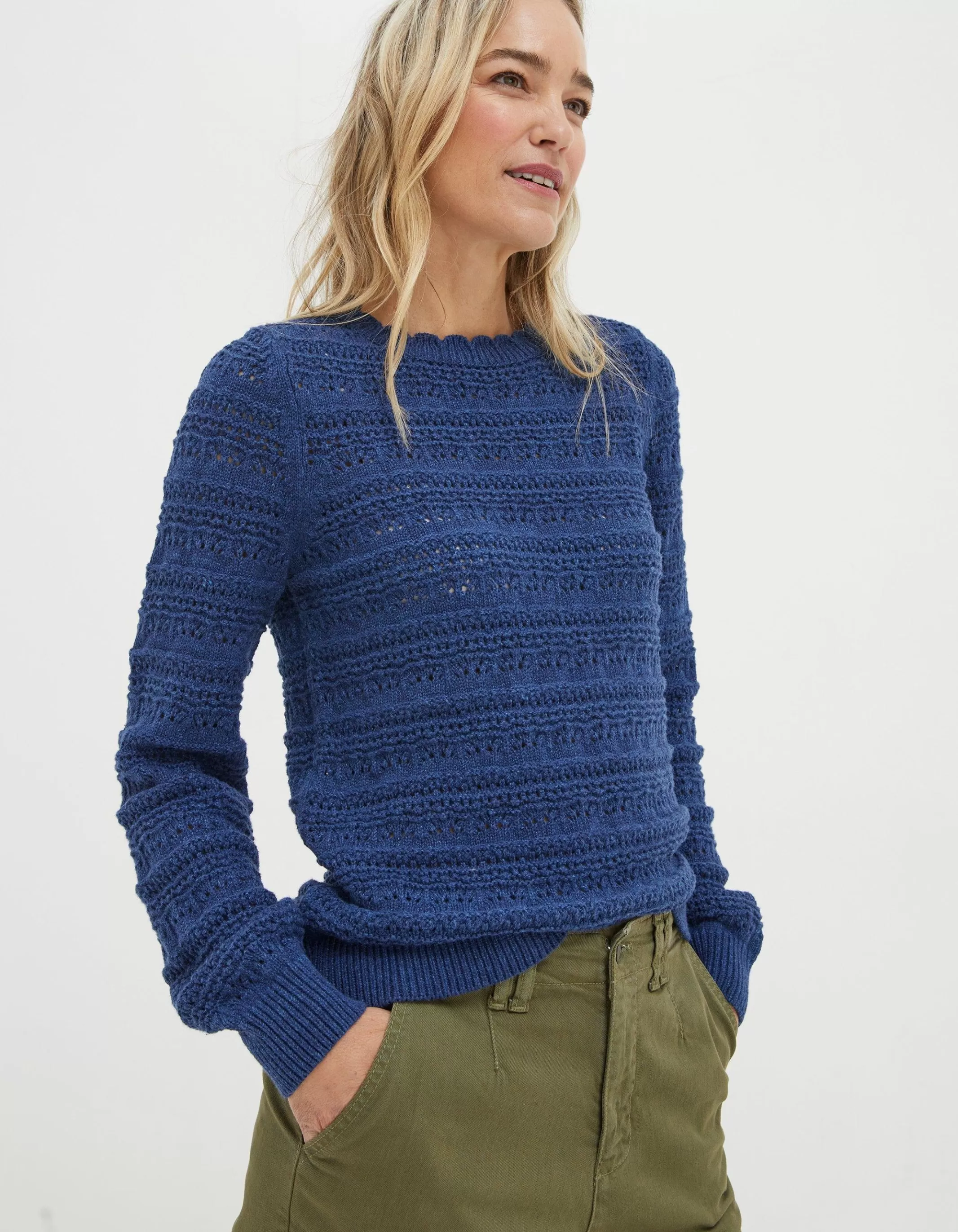 Fashion FatFace Adrinenna Crew Neck Jumper Indigo Blue