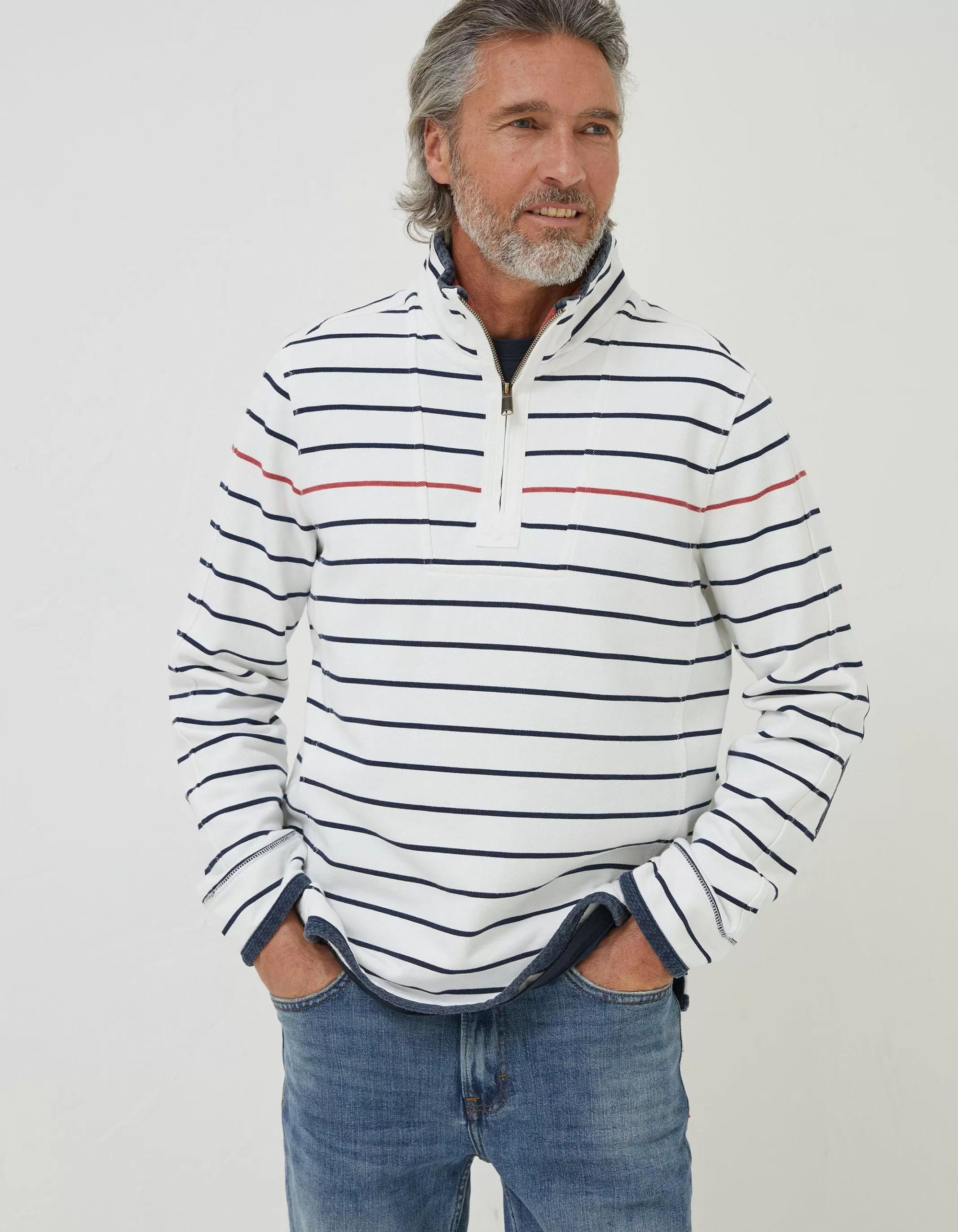 Outlet FatFace Airlie Breton Pop Stripe Sweatshirt Natural White
