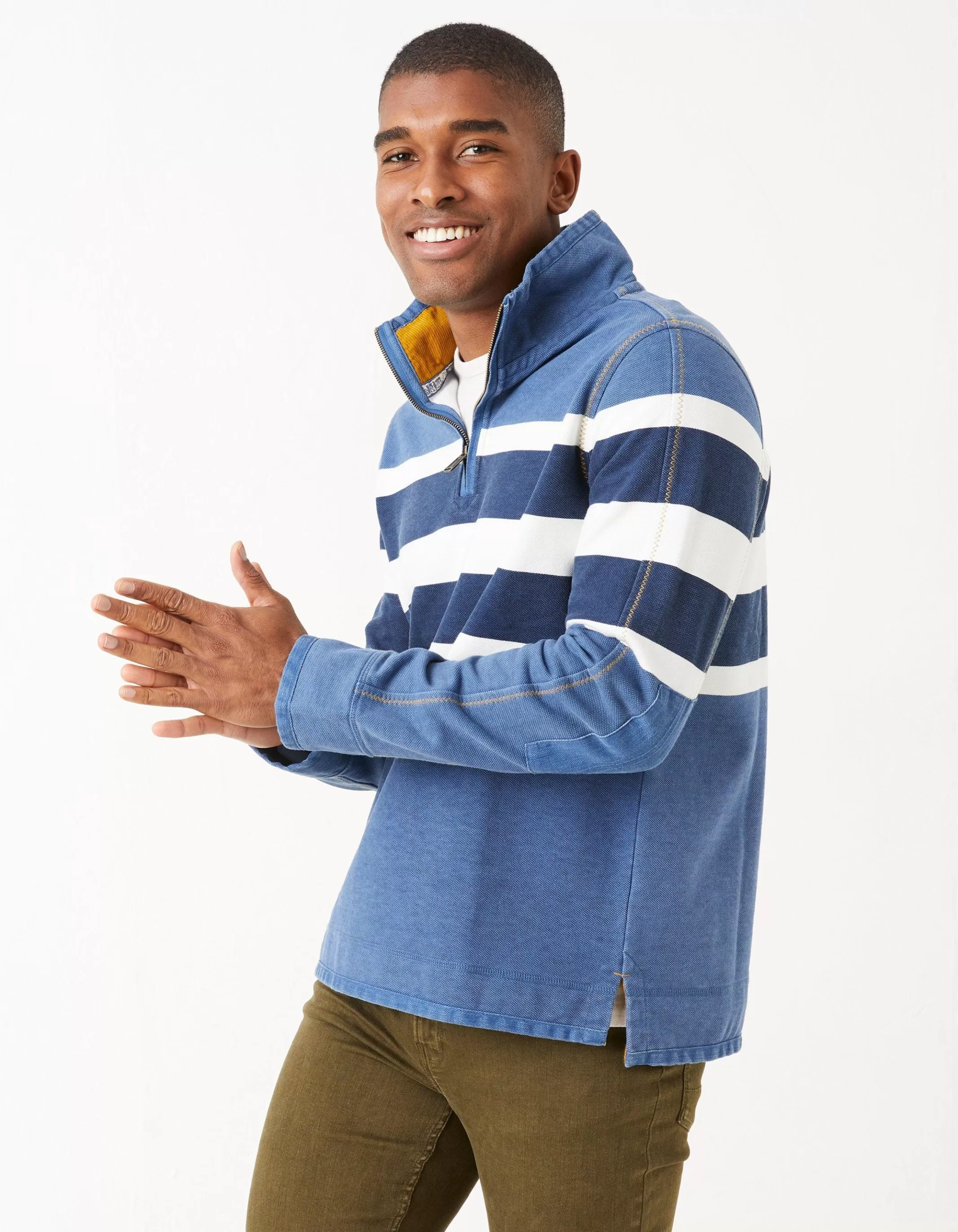 Discount FatFace Airlie Chest Stripe Sweat Blue