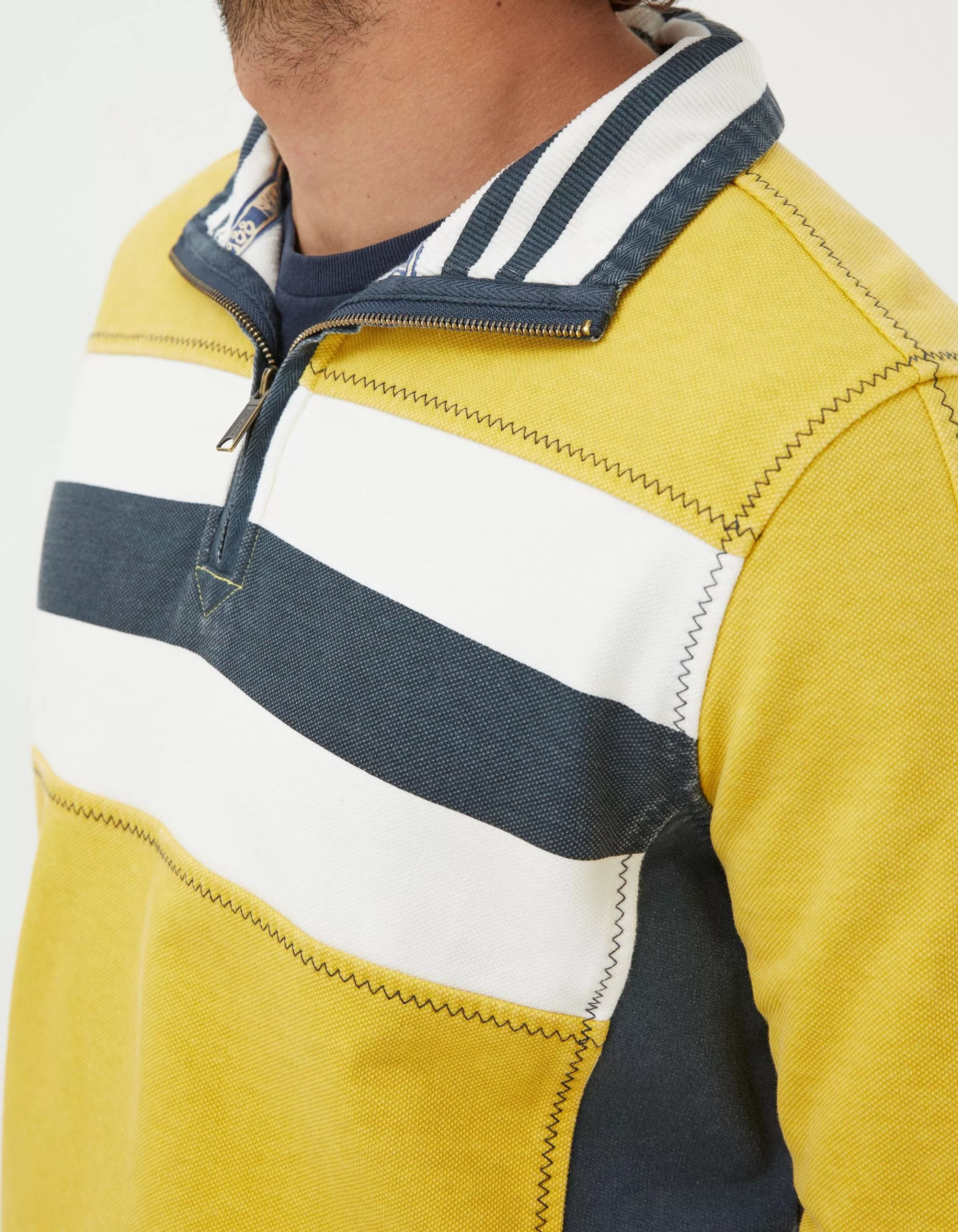 Cheap FatFace Airlie Chest Stripe Sweatshirt Yellow