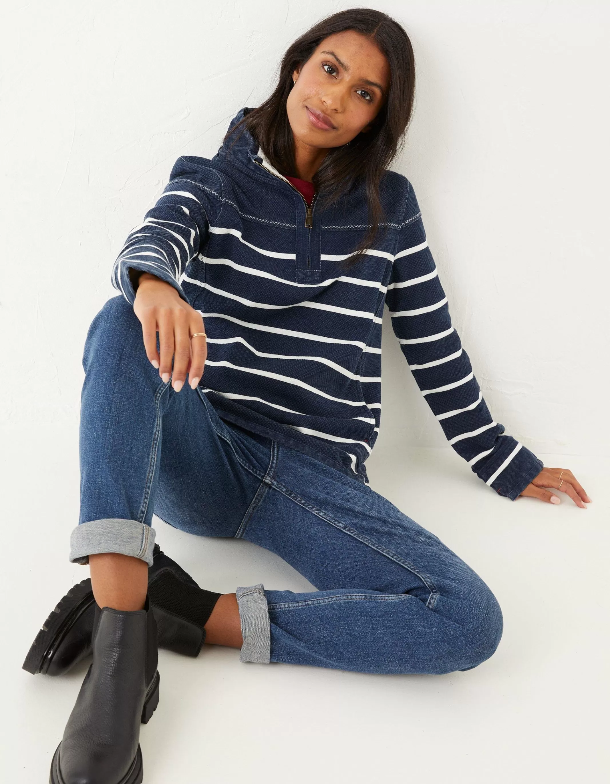 Flash Sale FatFace Airlie Classic Breton Sweatshirt Navy