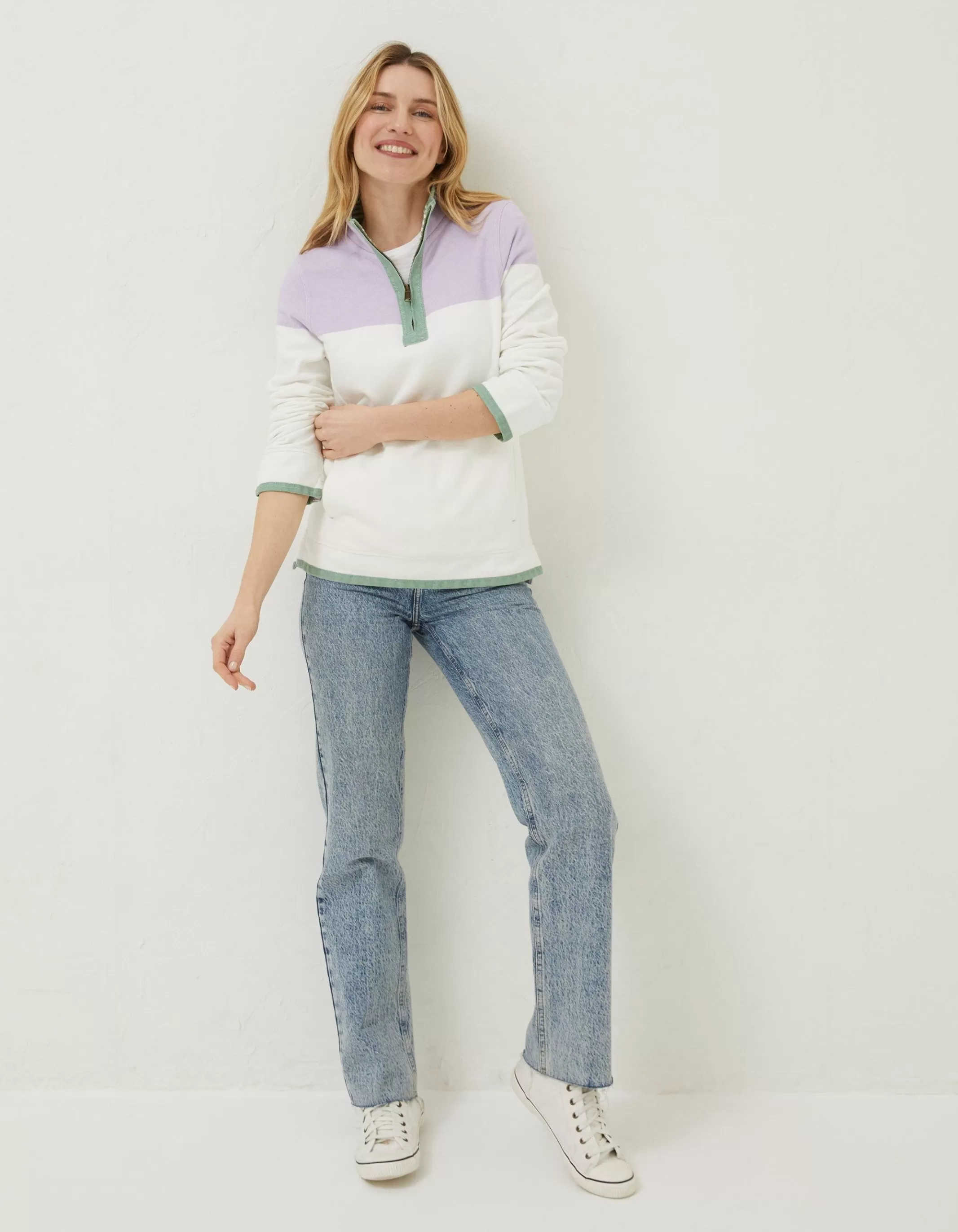 Store FatFace Airlie Colour Block Sweat Purple
