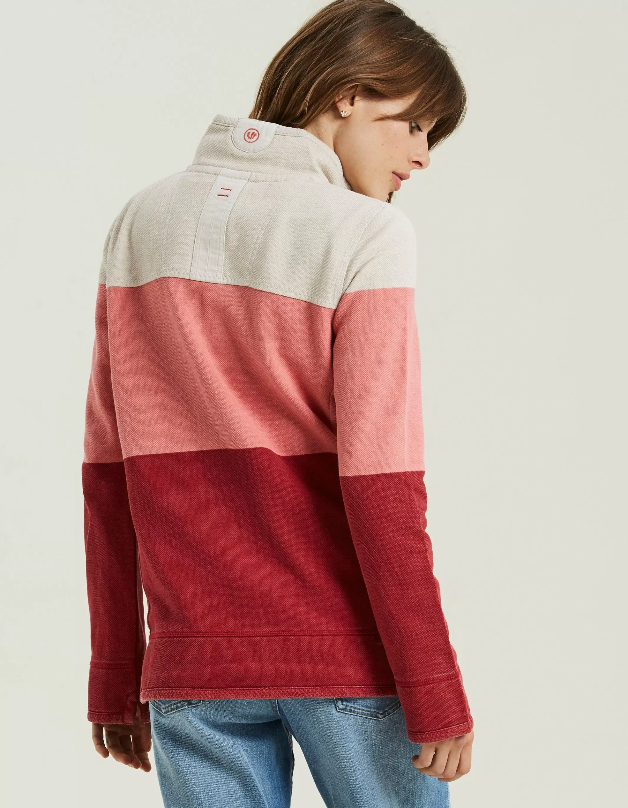 Hot FatFace Airlie Colour Block Sweat Soft Coral