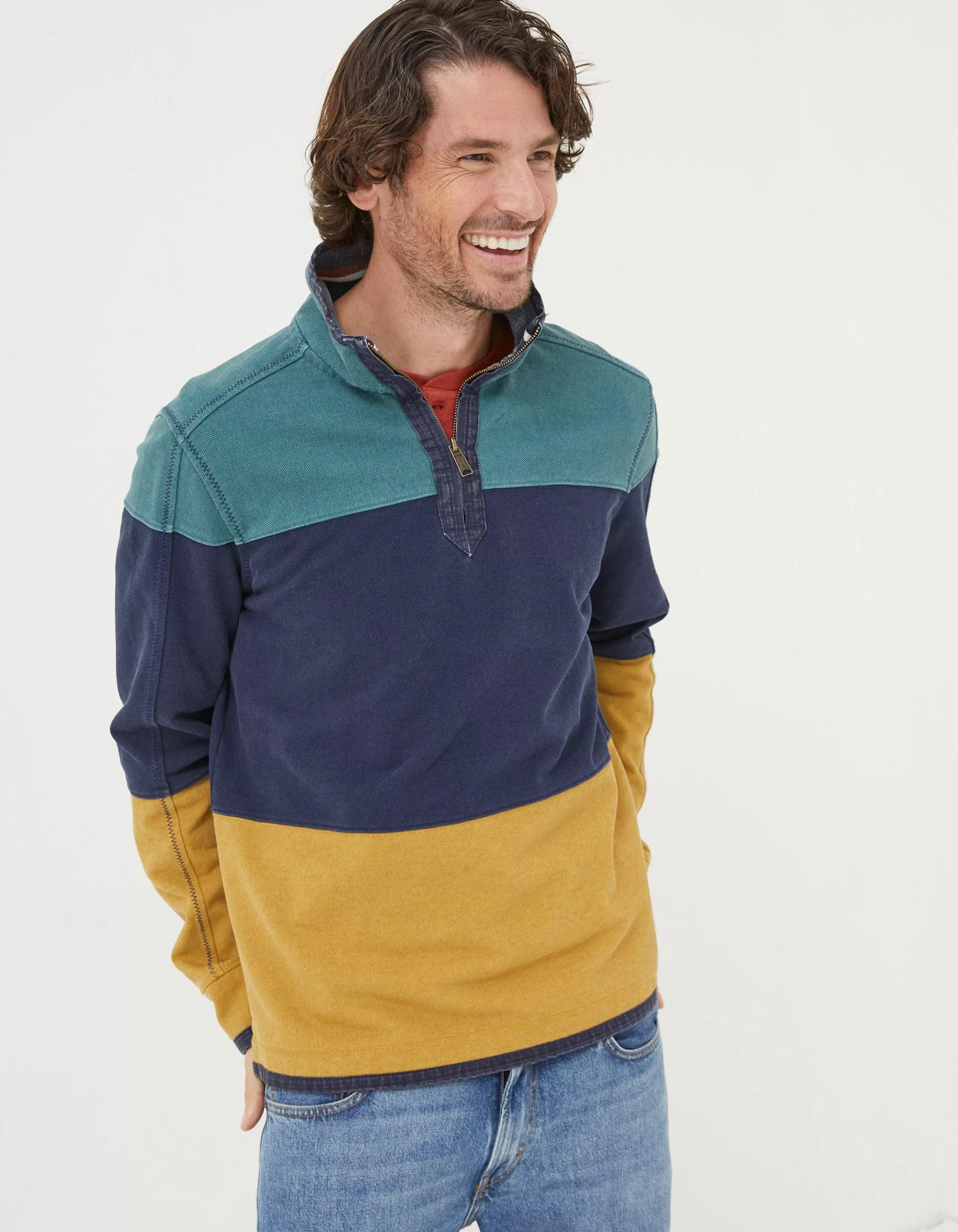 Sale FatFace Airlie Cut And Sew Sweatshirt Green