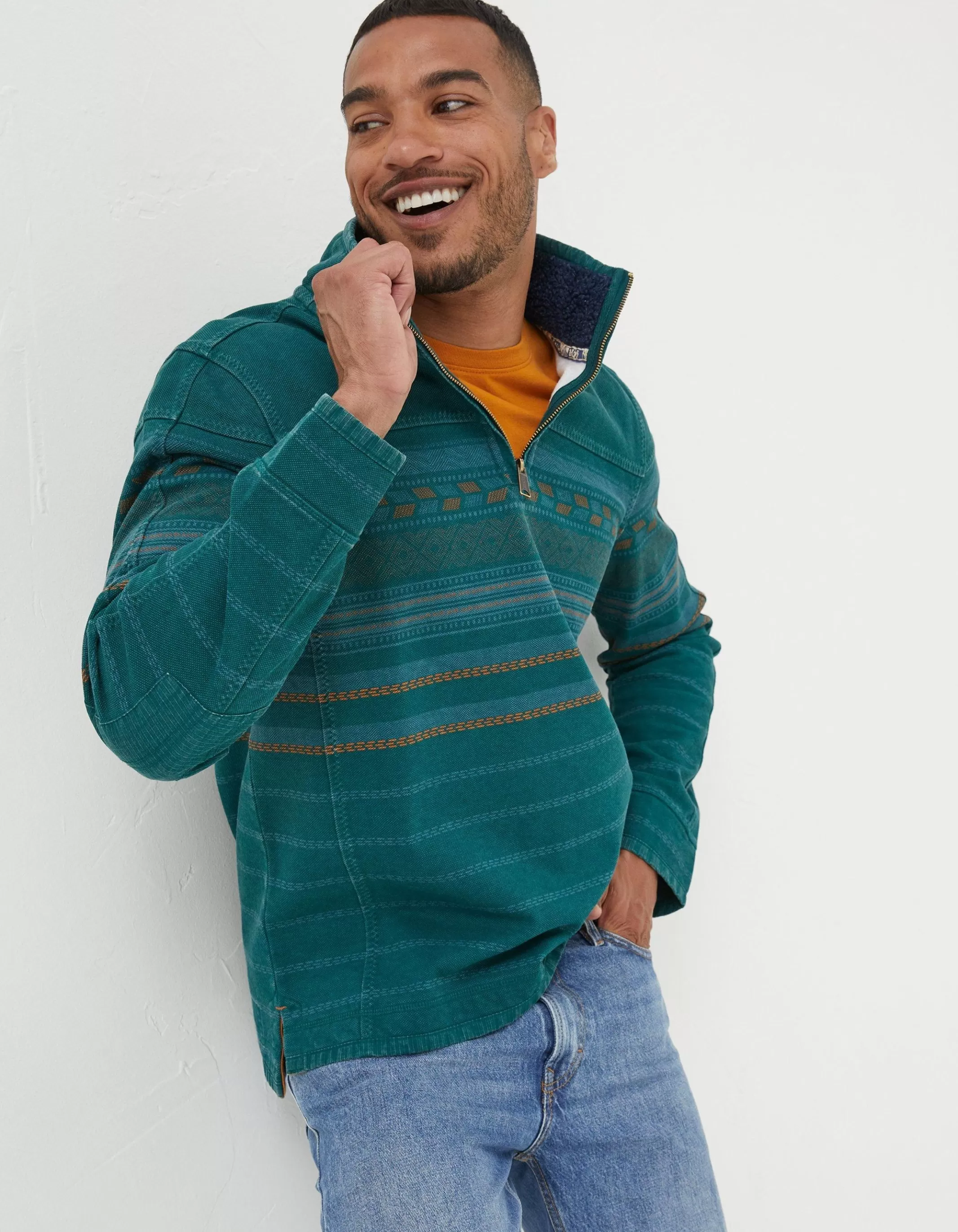 Cheap FatFace Airlie Pattern Sweatshirt Teal Blue