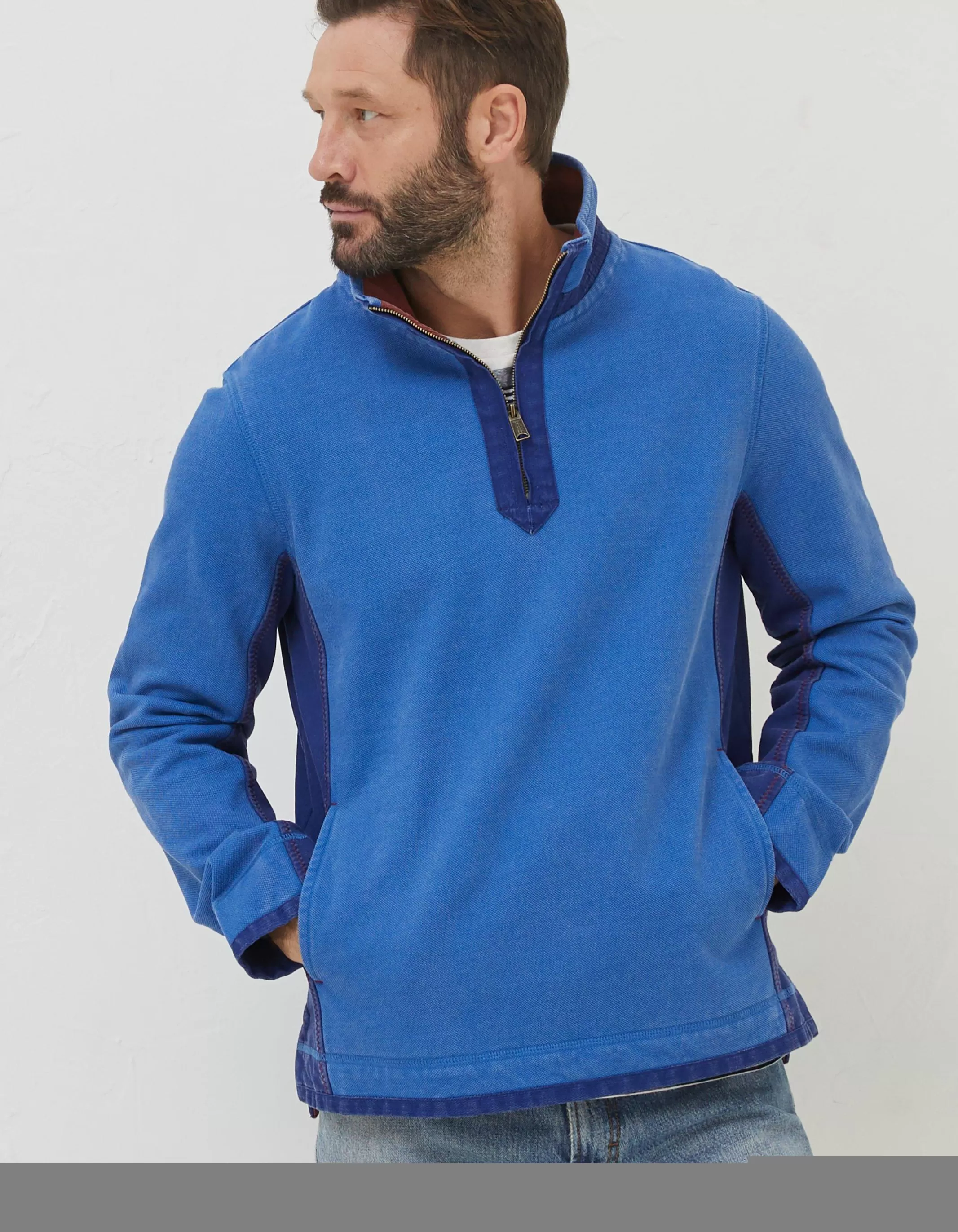Hot FatFace Airlie Pocket Panel Sweatshirt Cobalt Blue