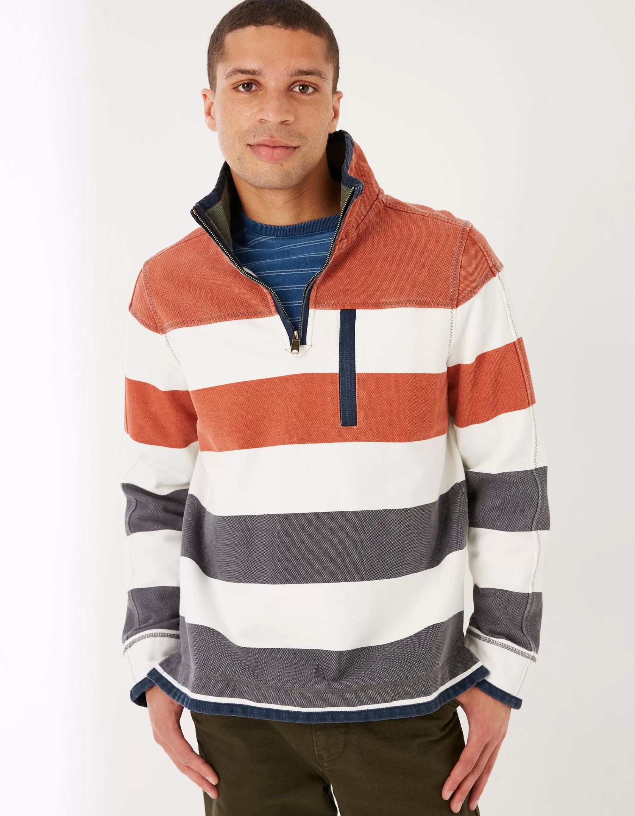 Fashion FatFace Airlie Rugby Stripe Sweat Orange