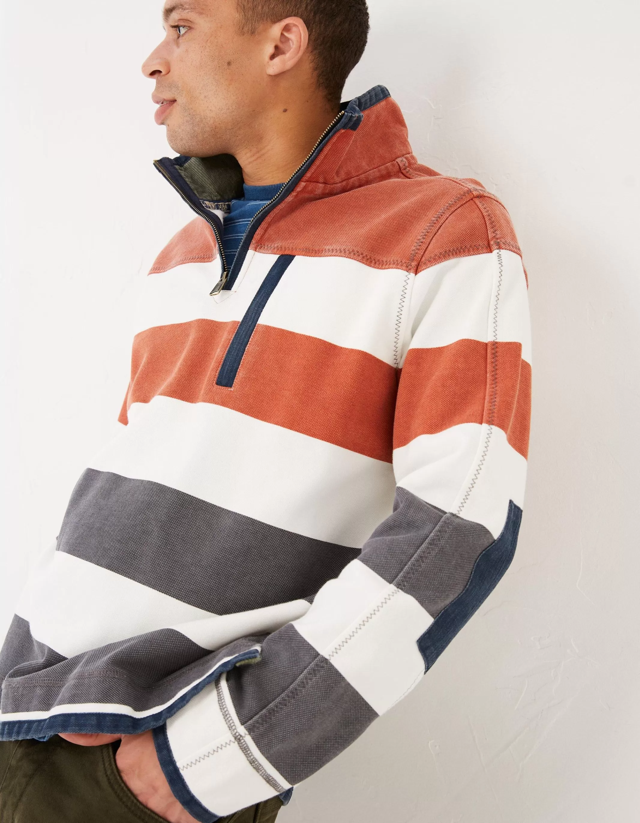 Fashion FatFace Airlie Rugby Stripe Sweat Orange