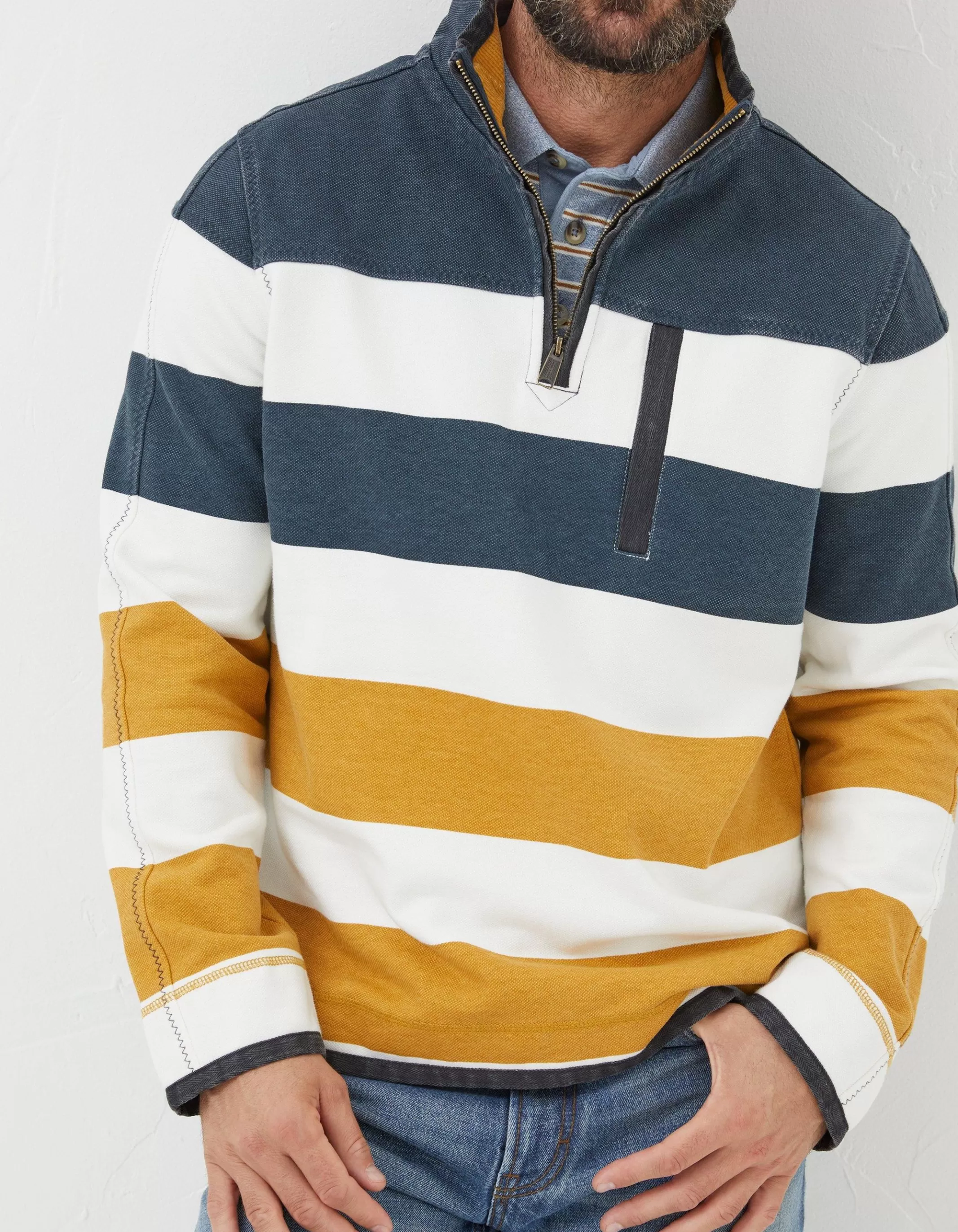 Cheap FatFace Airlie Rugby Stripe Sweatshirt Yellow