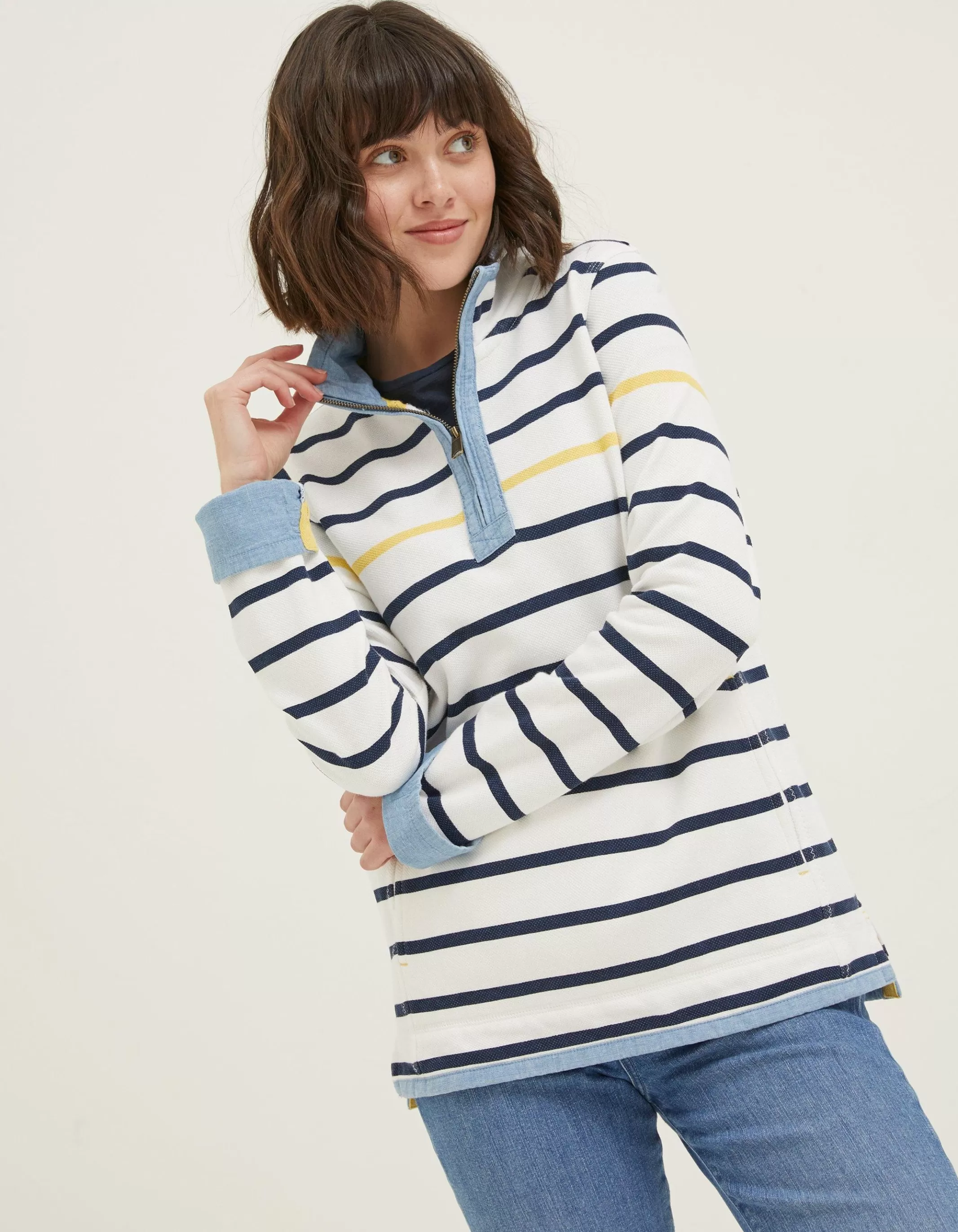 Best FatFace Airlie Stripe Sweat Ivory