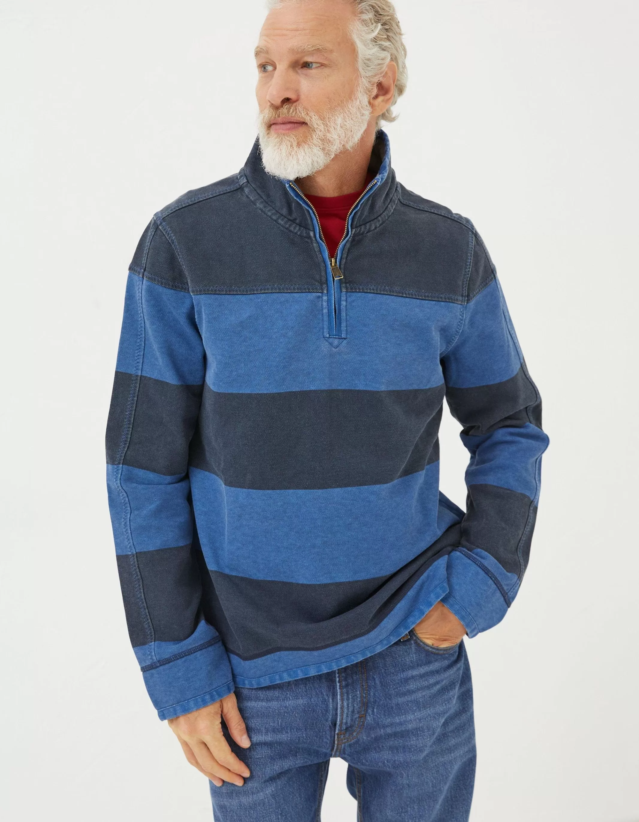 Shop FatFace Airlie Tonal Stripe Sweatshirt Blue
