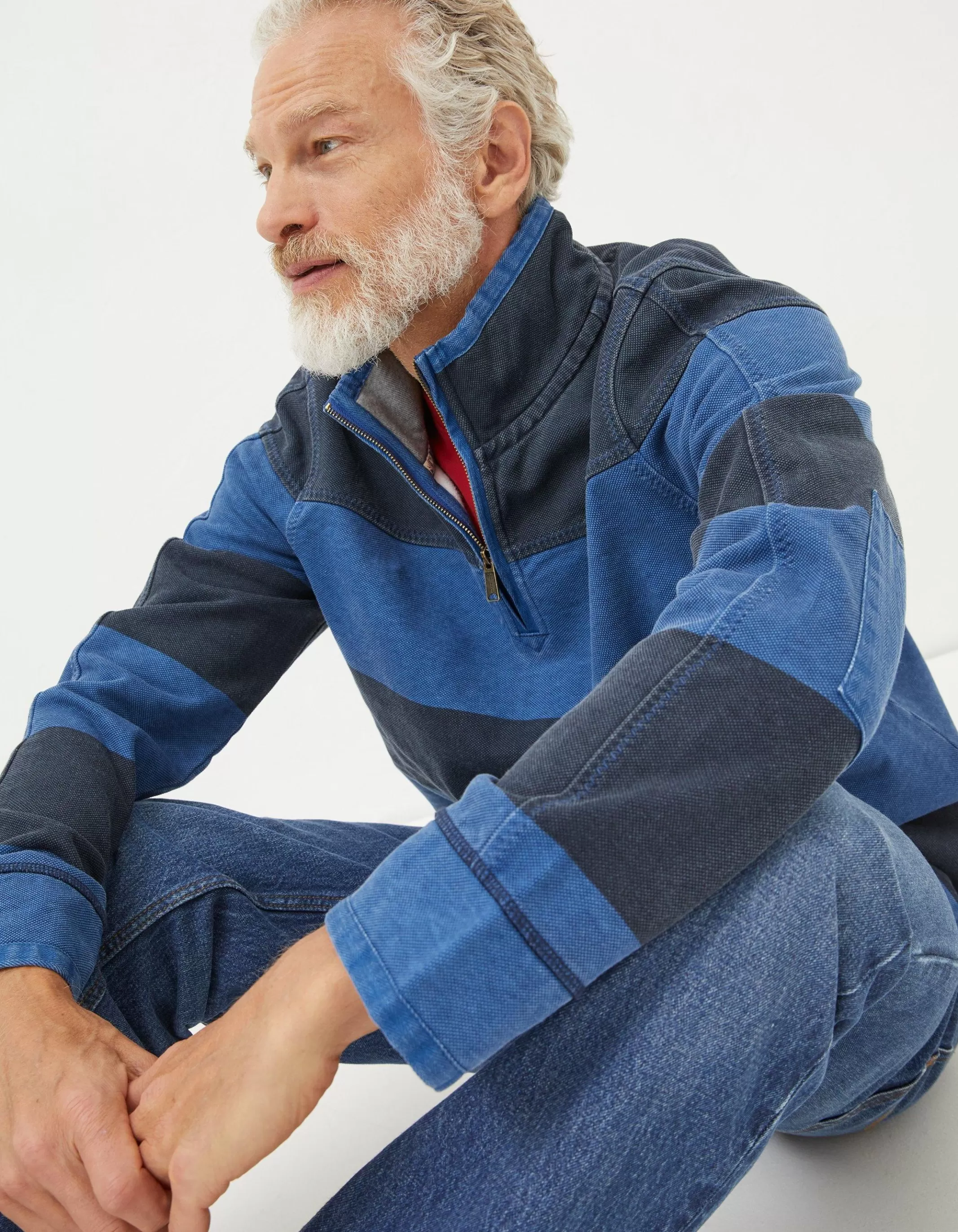 Shop FatFace Airlie Tonal Stripe Sweatshirt Blue