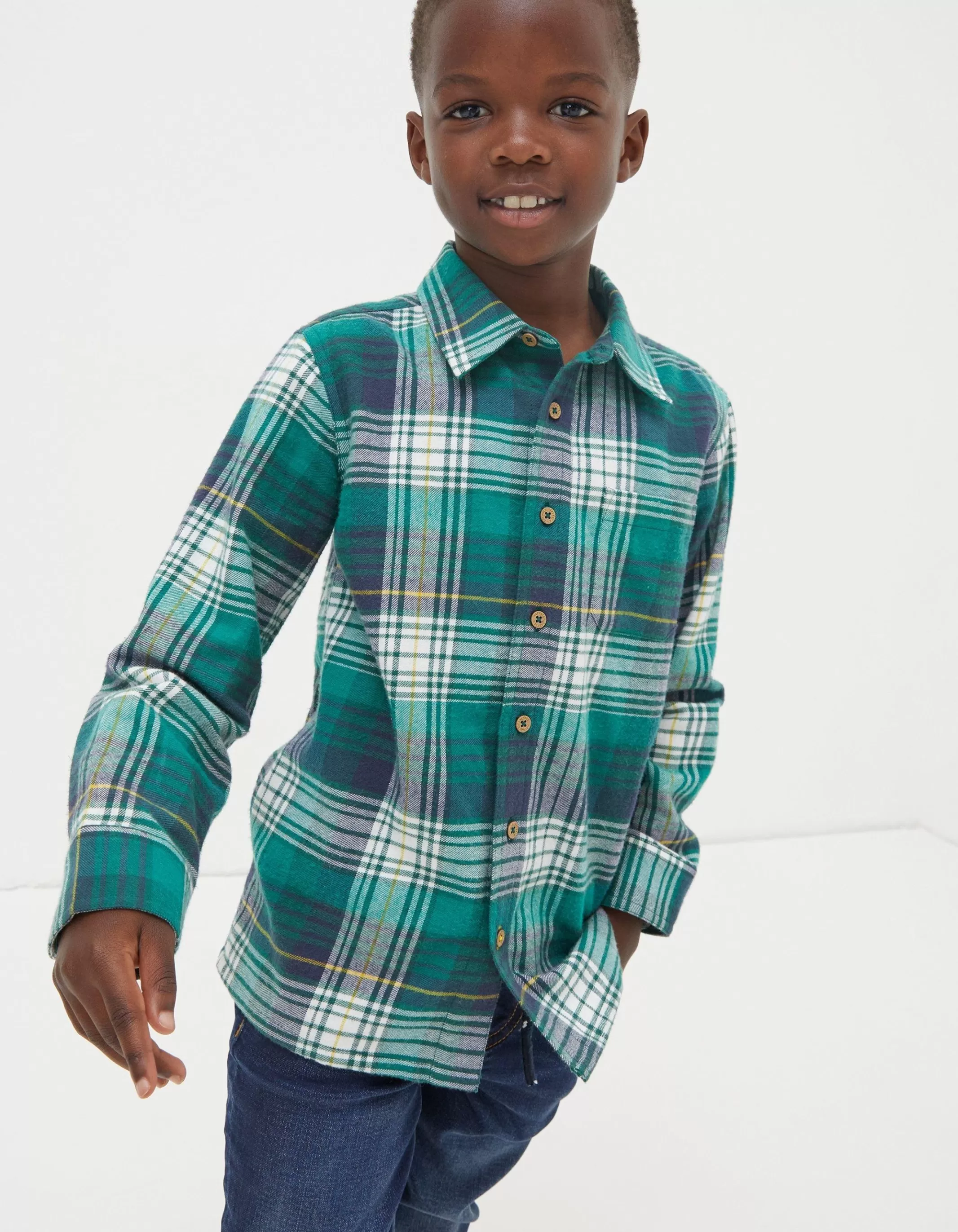 Sale FatFace Albie Check Shirt Green