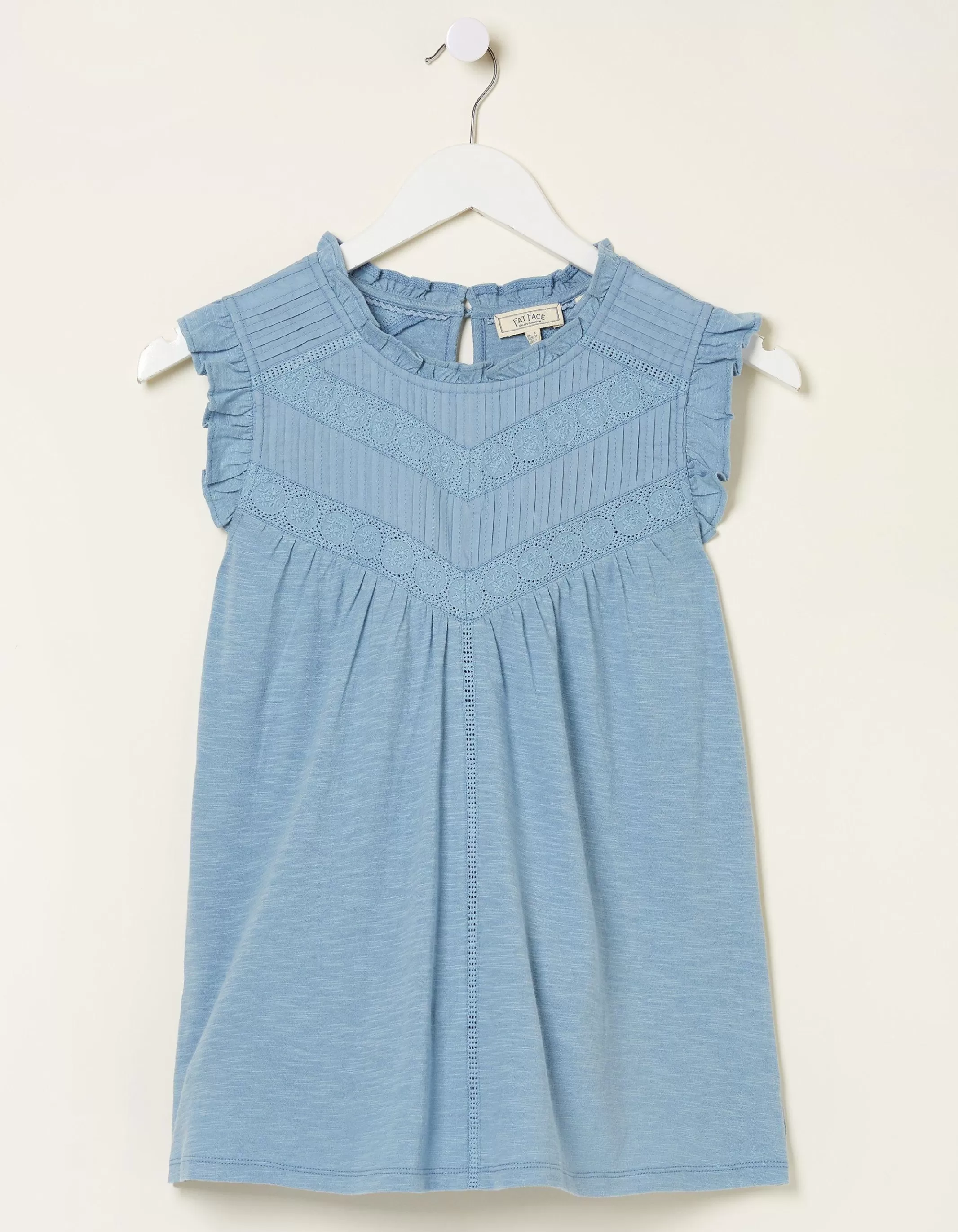 Discount FatFace Ali Frill Sleeve Top Light Blue