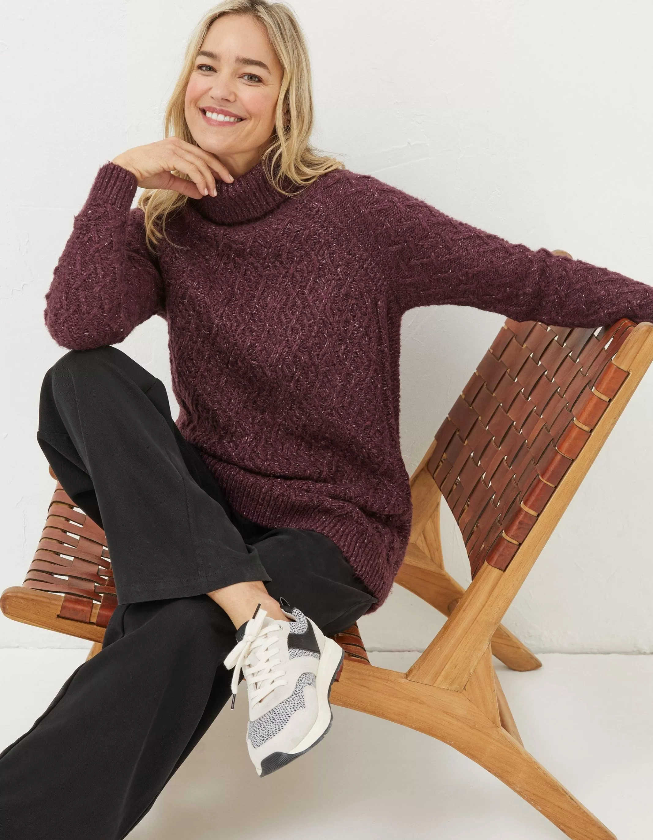 Sale FatFace Alicia Knitted Tunic Purple