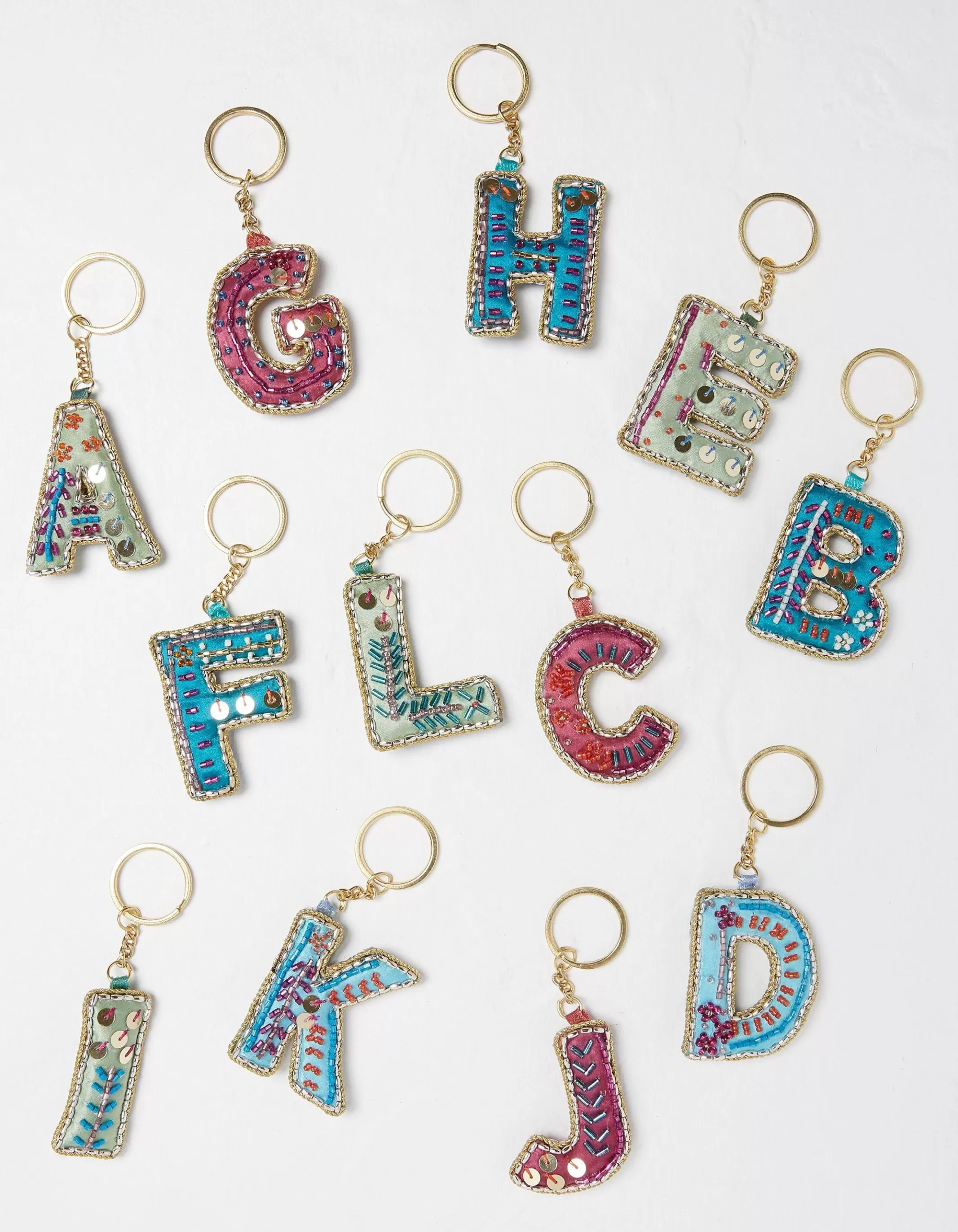 Cheap FatFace Alphabet Beaded Keyring A-L Multi