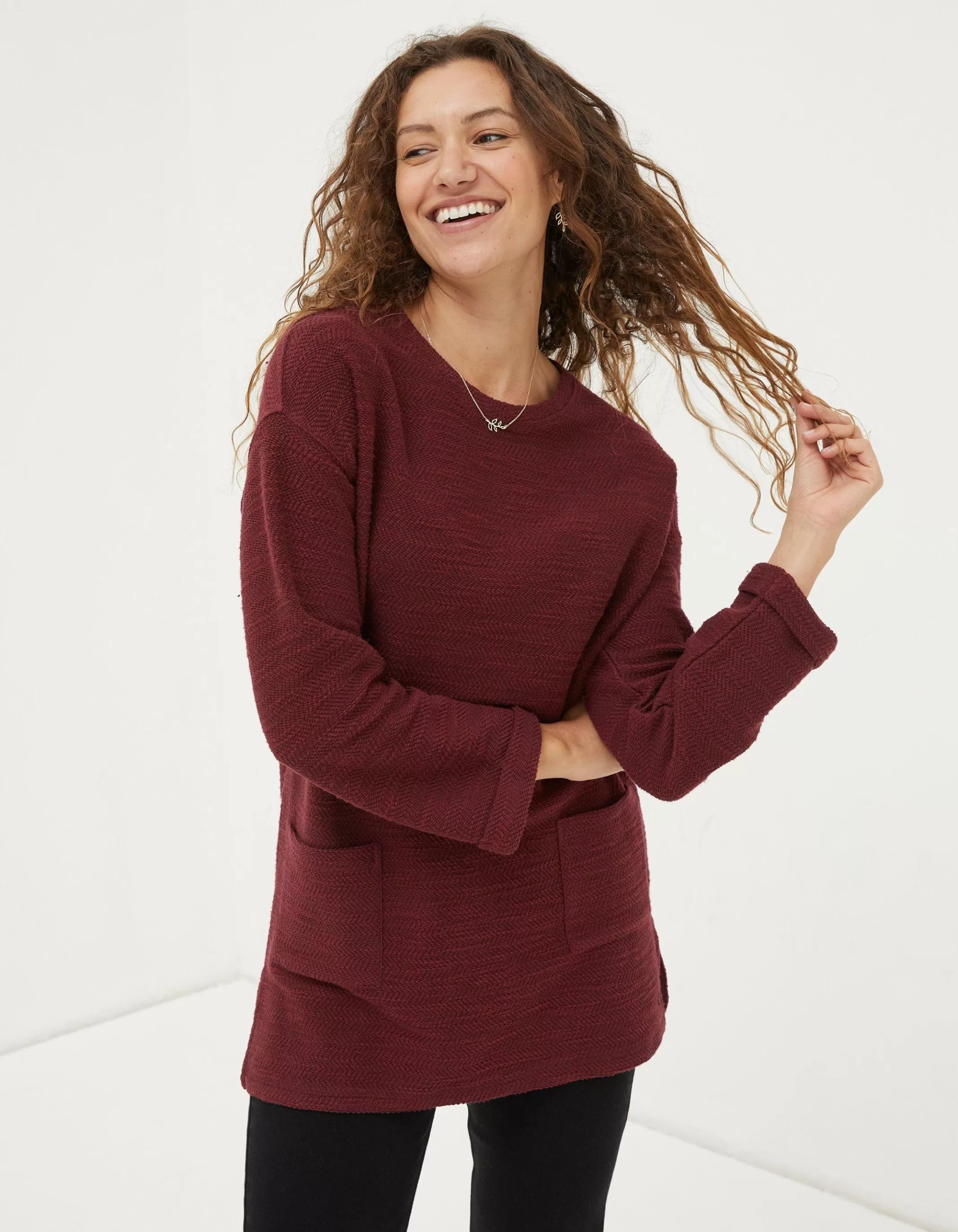 Outlet FatFace Amari Textured Tunic Dark Red