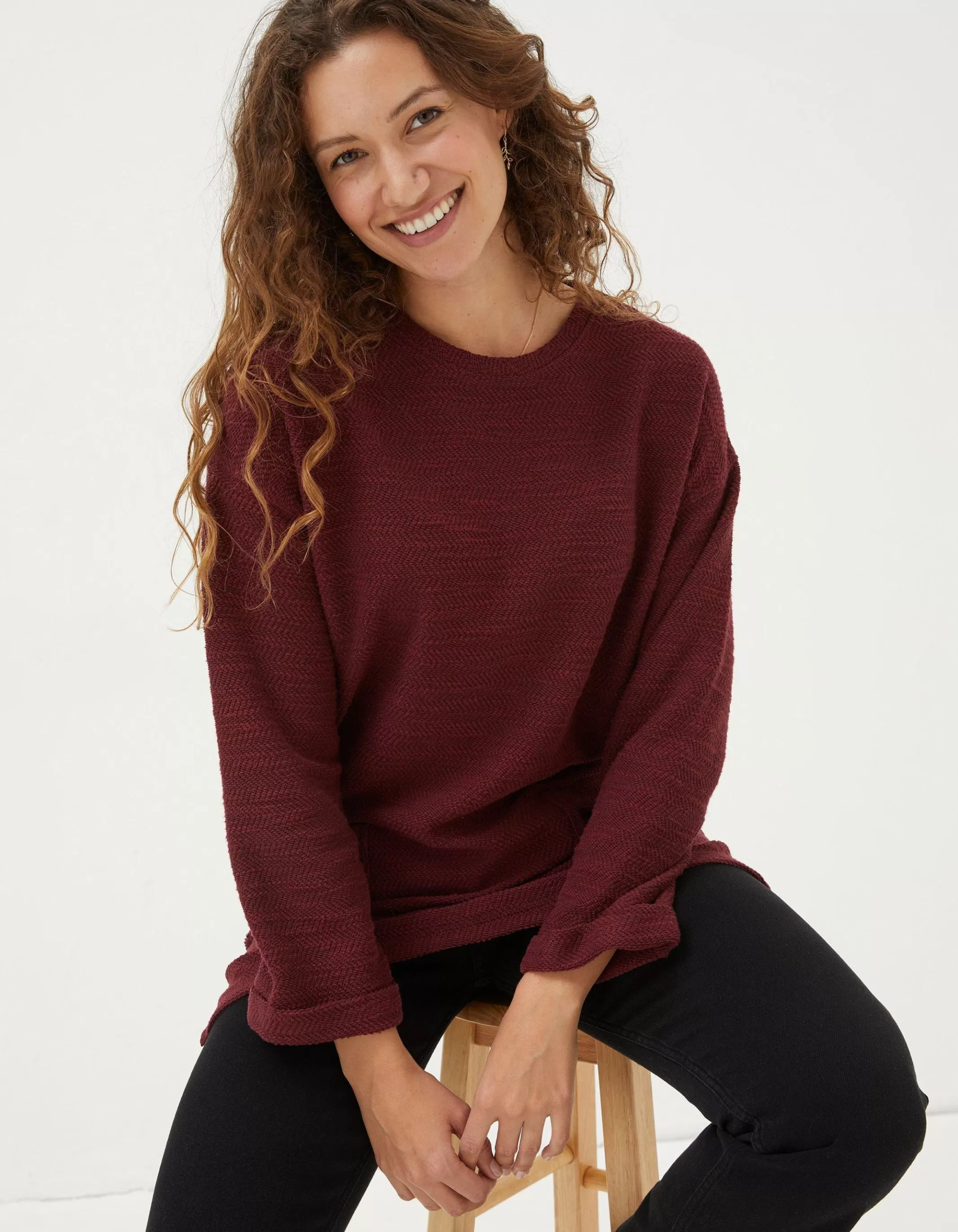 Outlet FatFace Amari Textured Tunic Dark Red