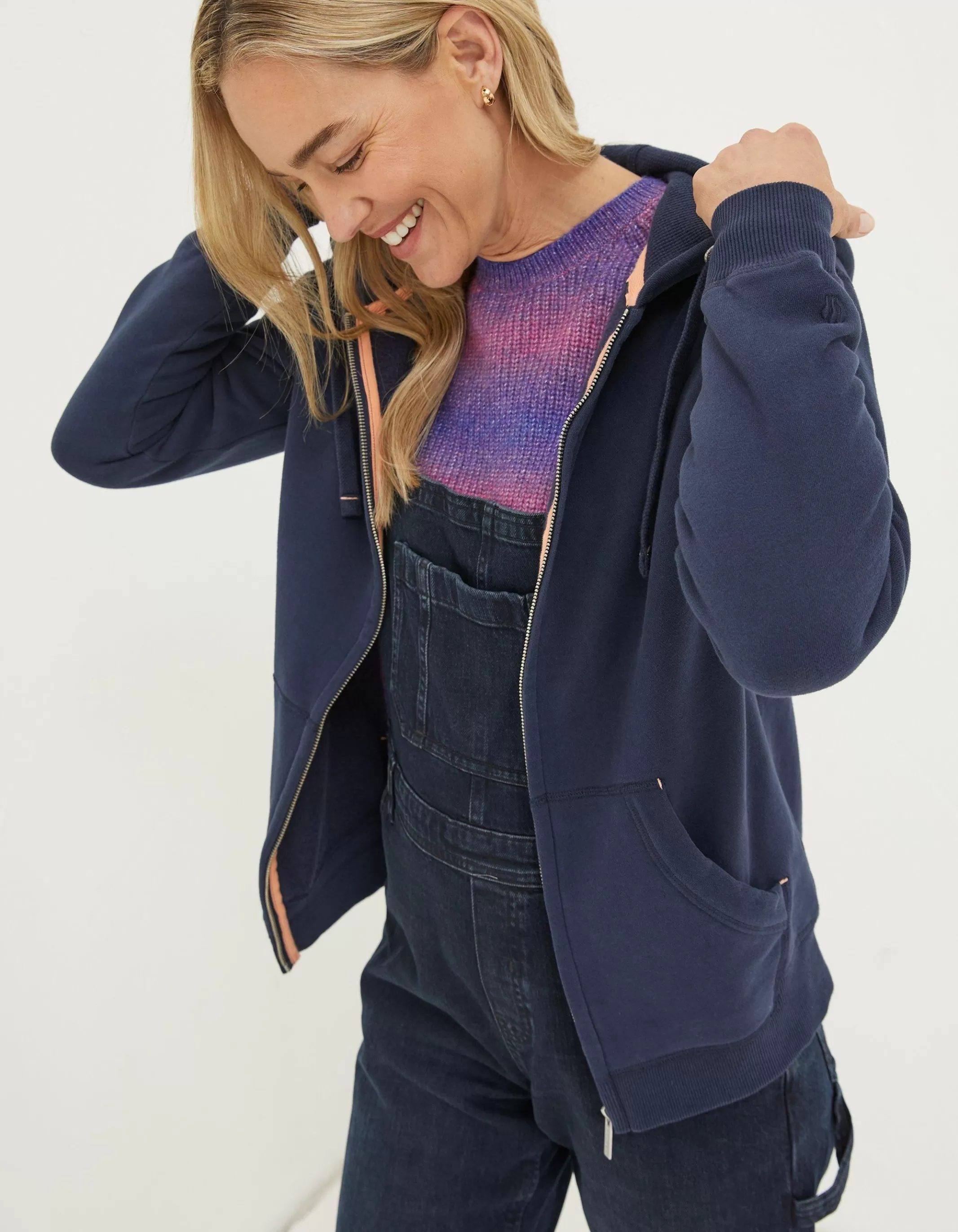 Clearance FatFace Amy Zip Through Hoodie Navy