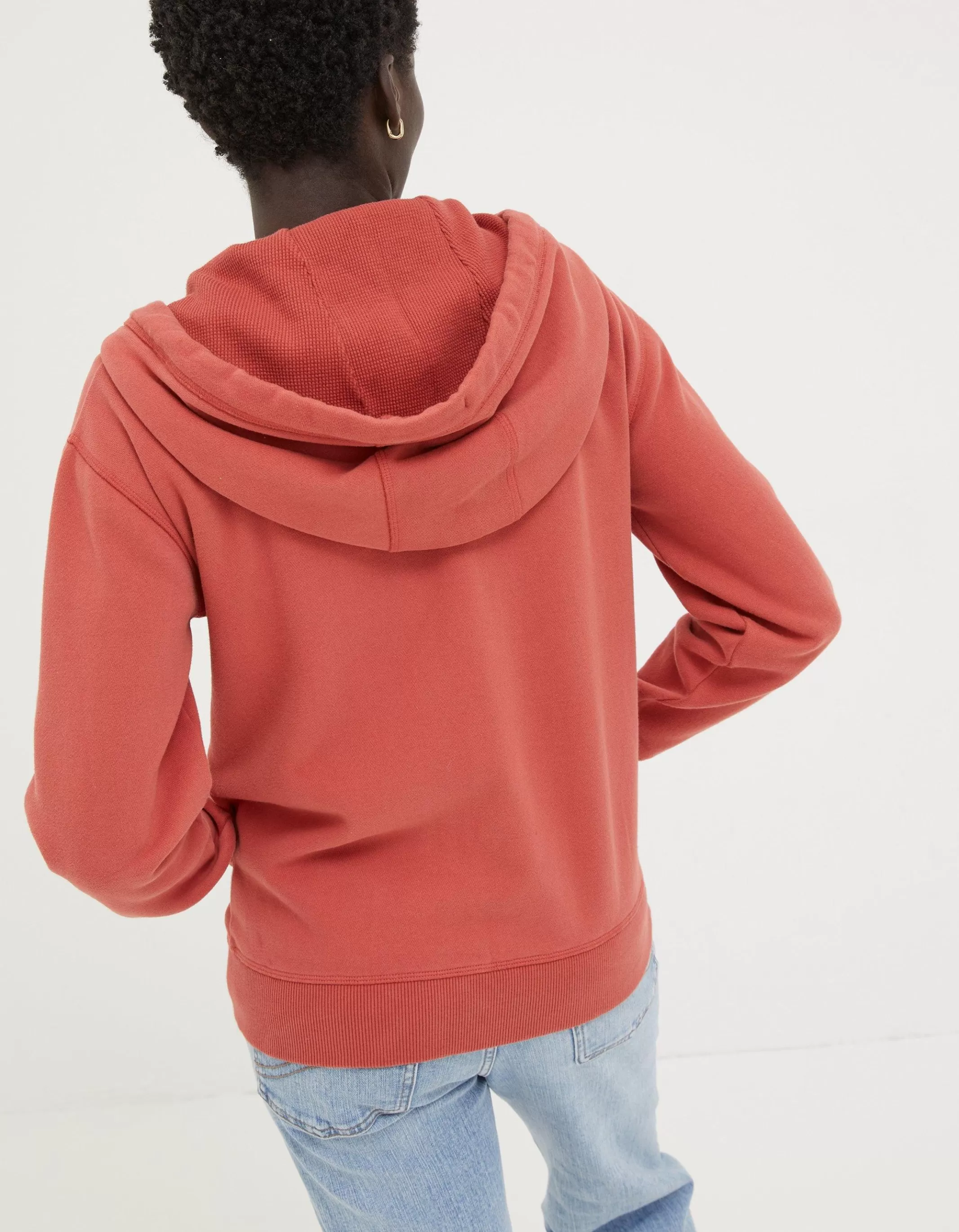New FatFace Amy Zip Through Hoodie Washed Red