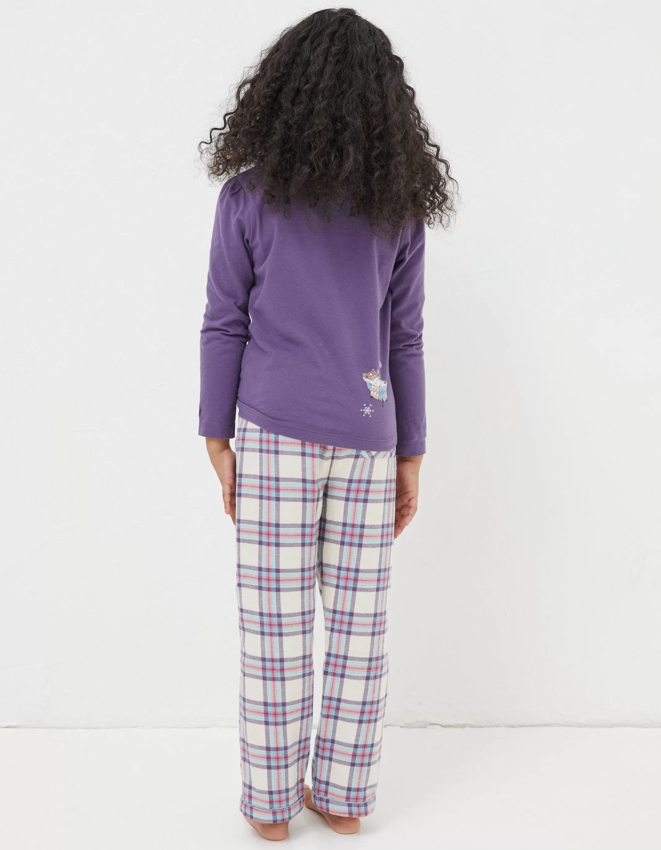 Outlet FatFace Animal Check Pyjama Set Purple