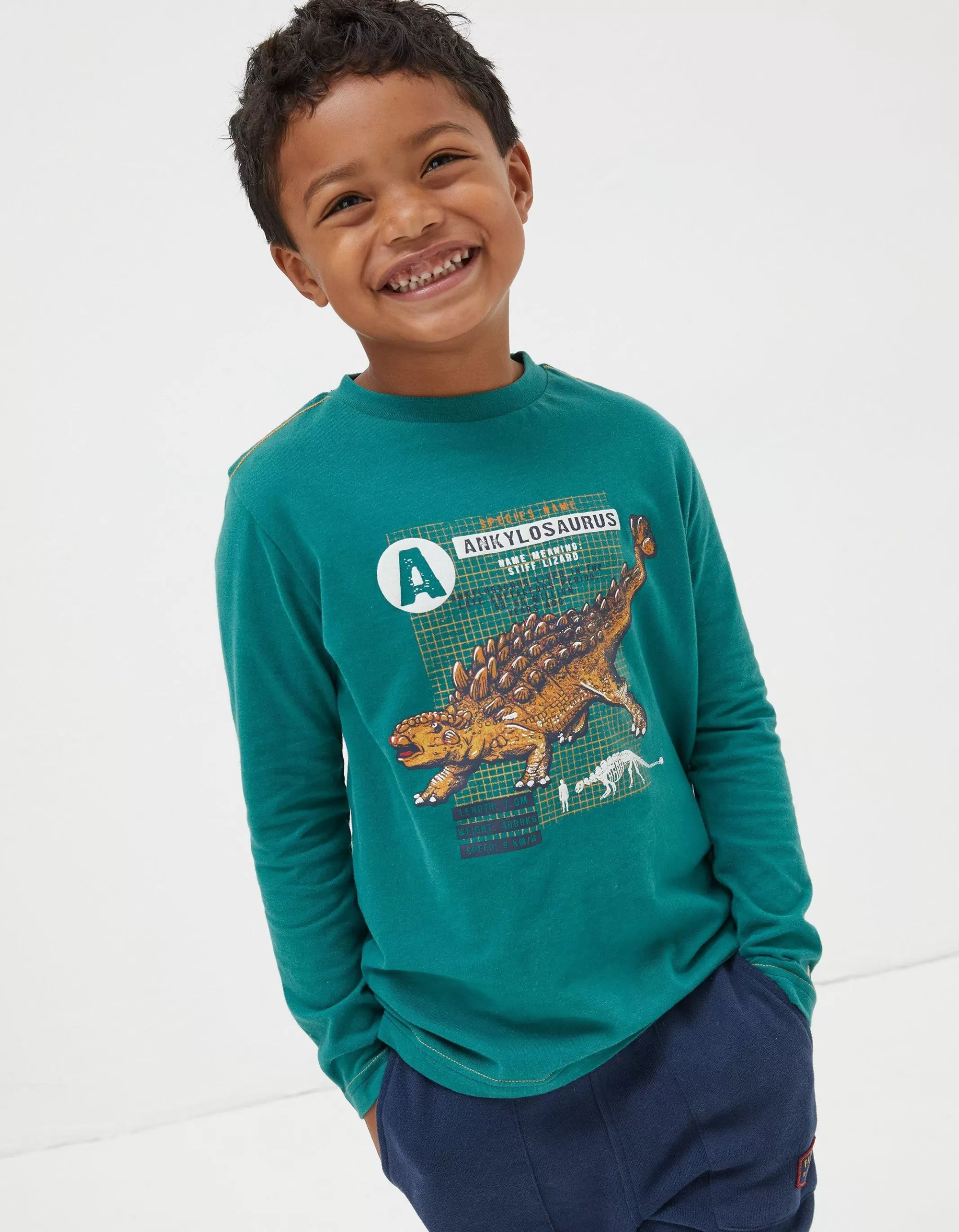 Cheap FatFace Ankylosaurus Graphic T Shirt Green