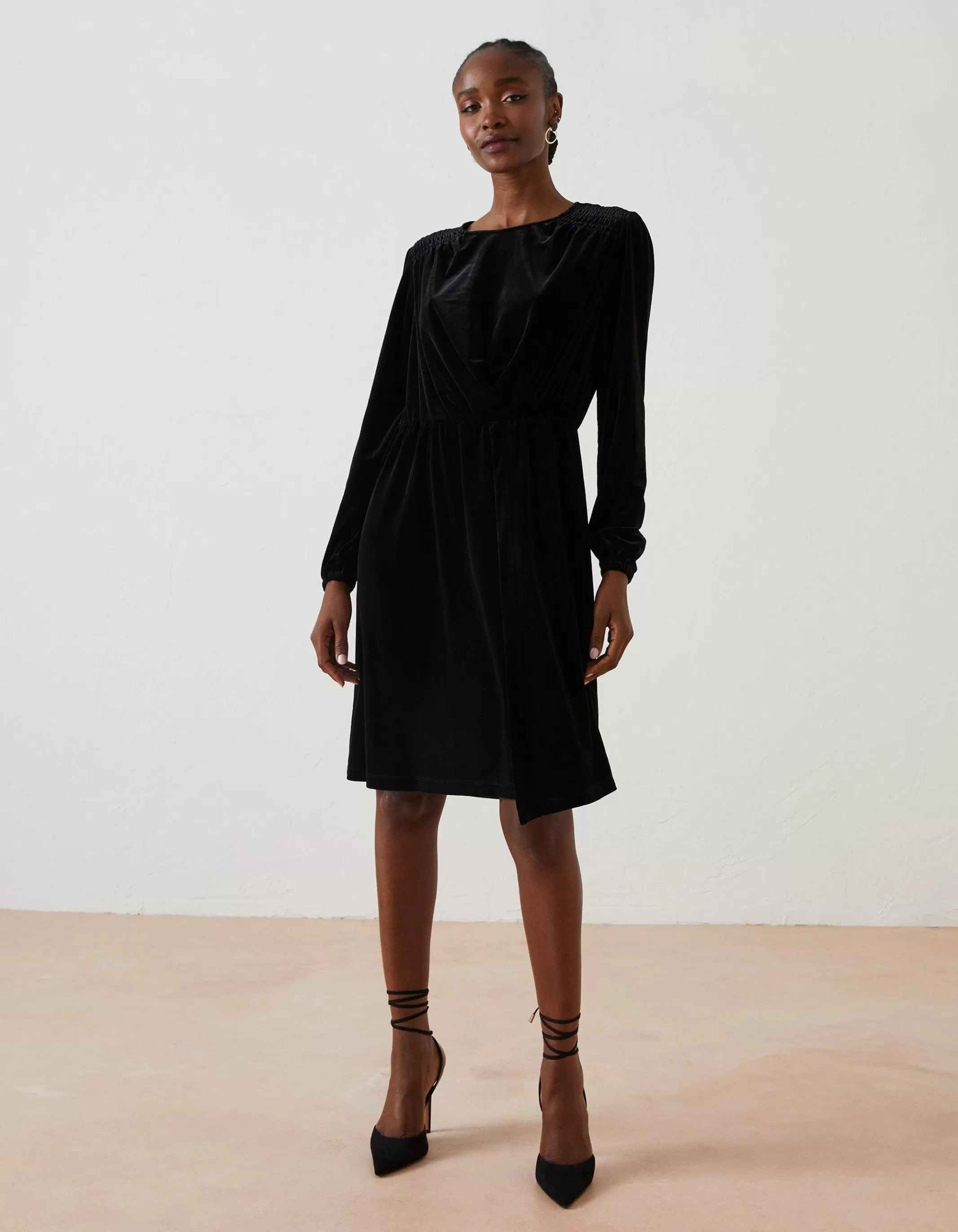 Clearance FatFace Annie Velvet Dress Black