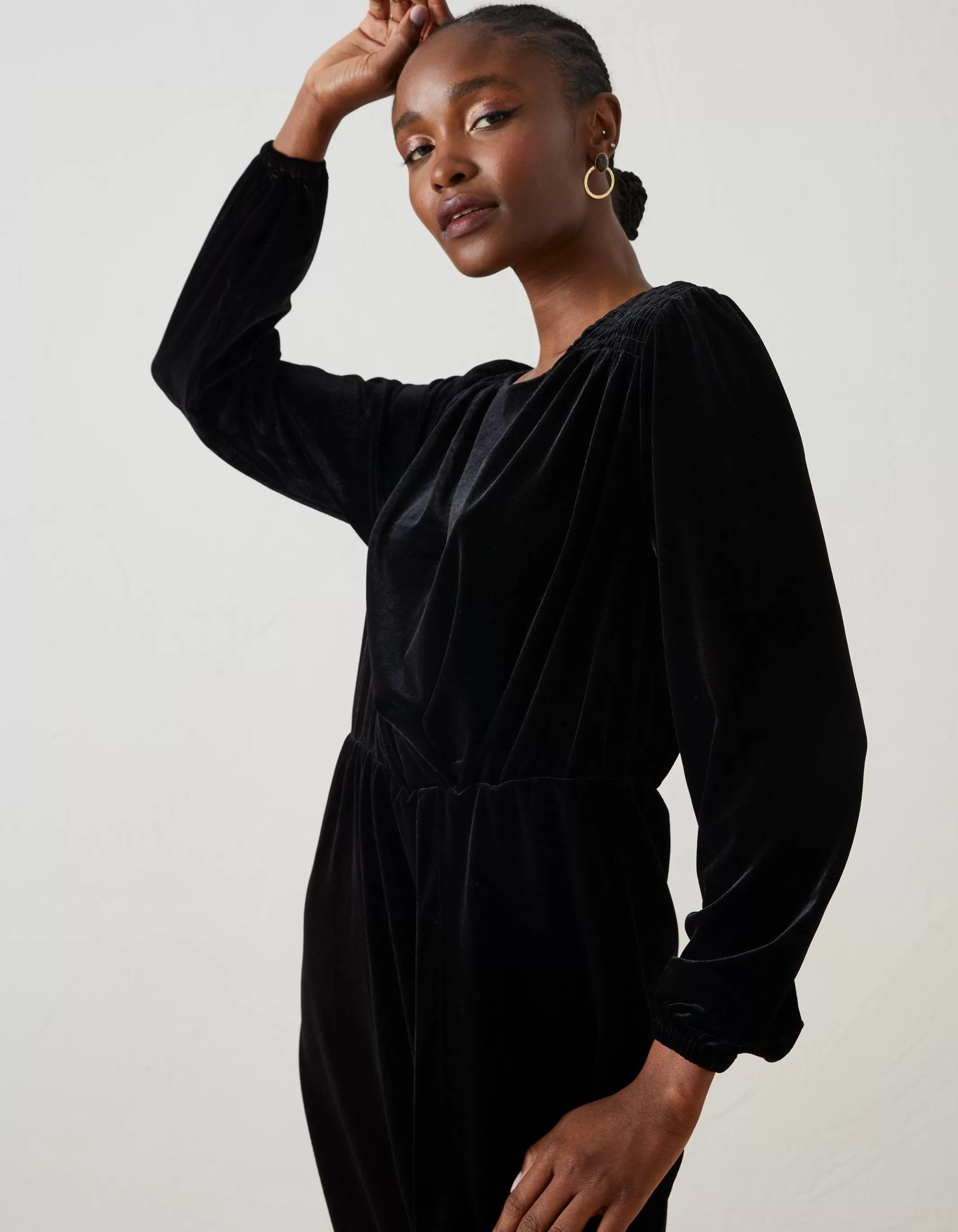 Clearance FatFace Annie Velvet Dress Black