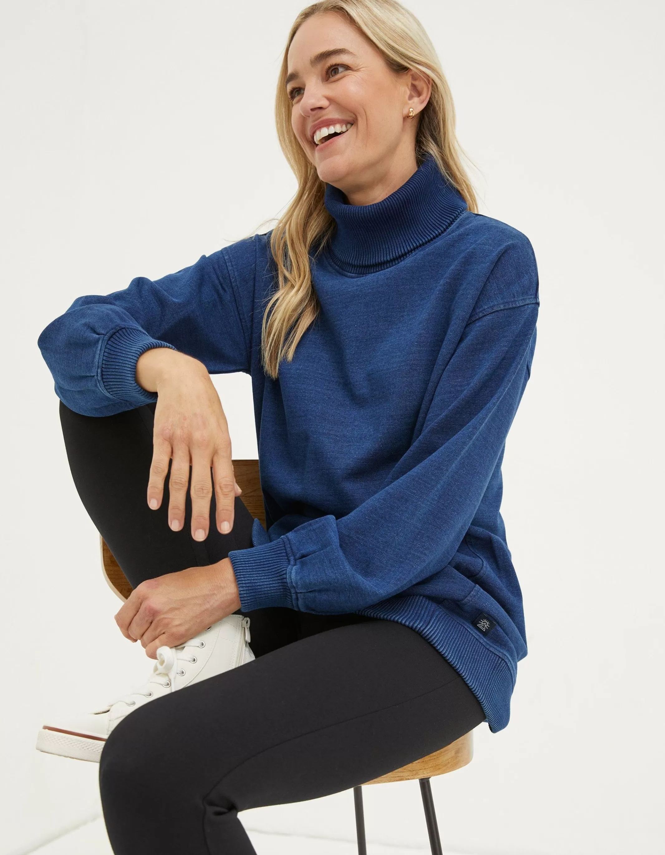 Online FatFace Arabella Roll Neck Tunic Indigo Blue