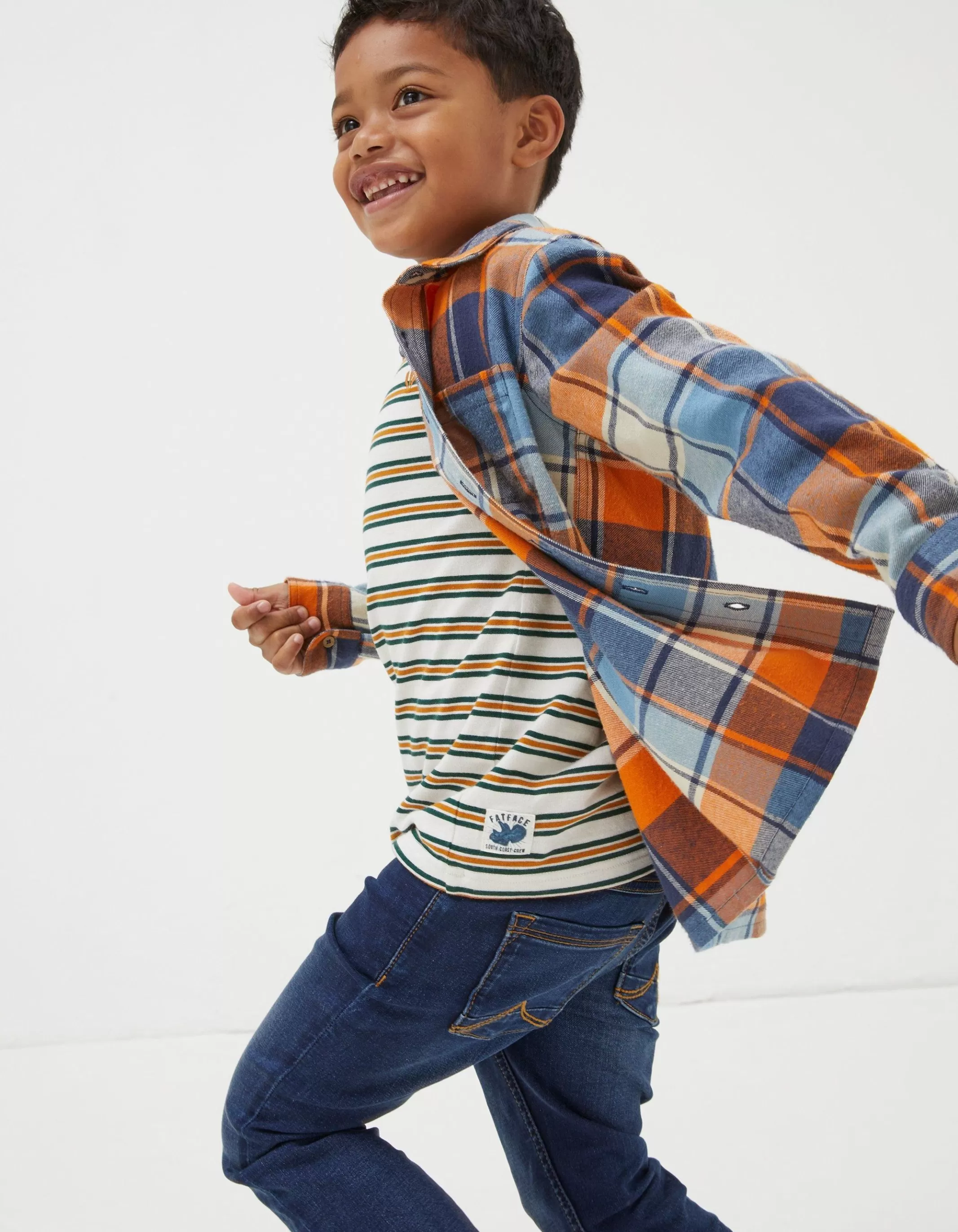 New FatFace Arlo Check Shirt Orange