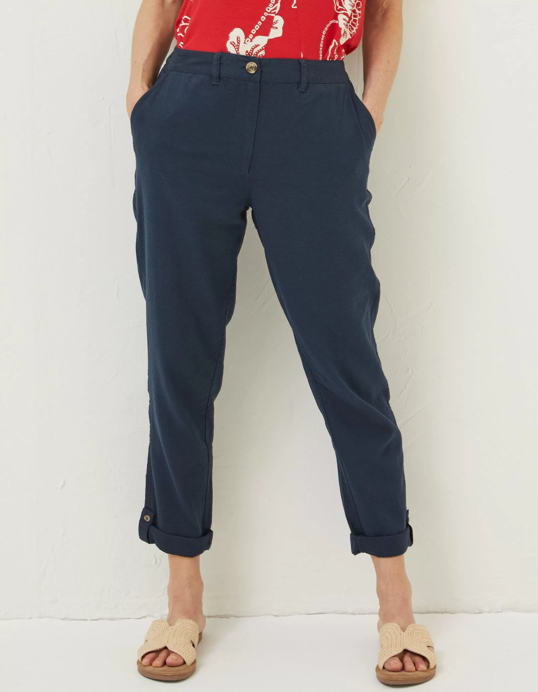 Shop FatFace Austell Linen Blend Jogger Navy