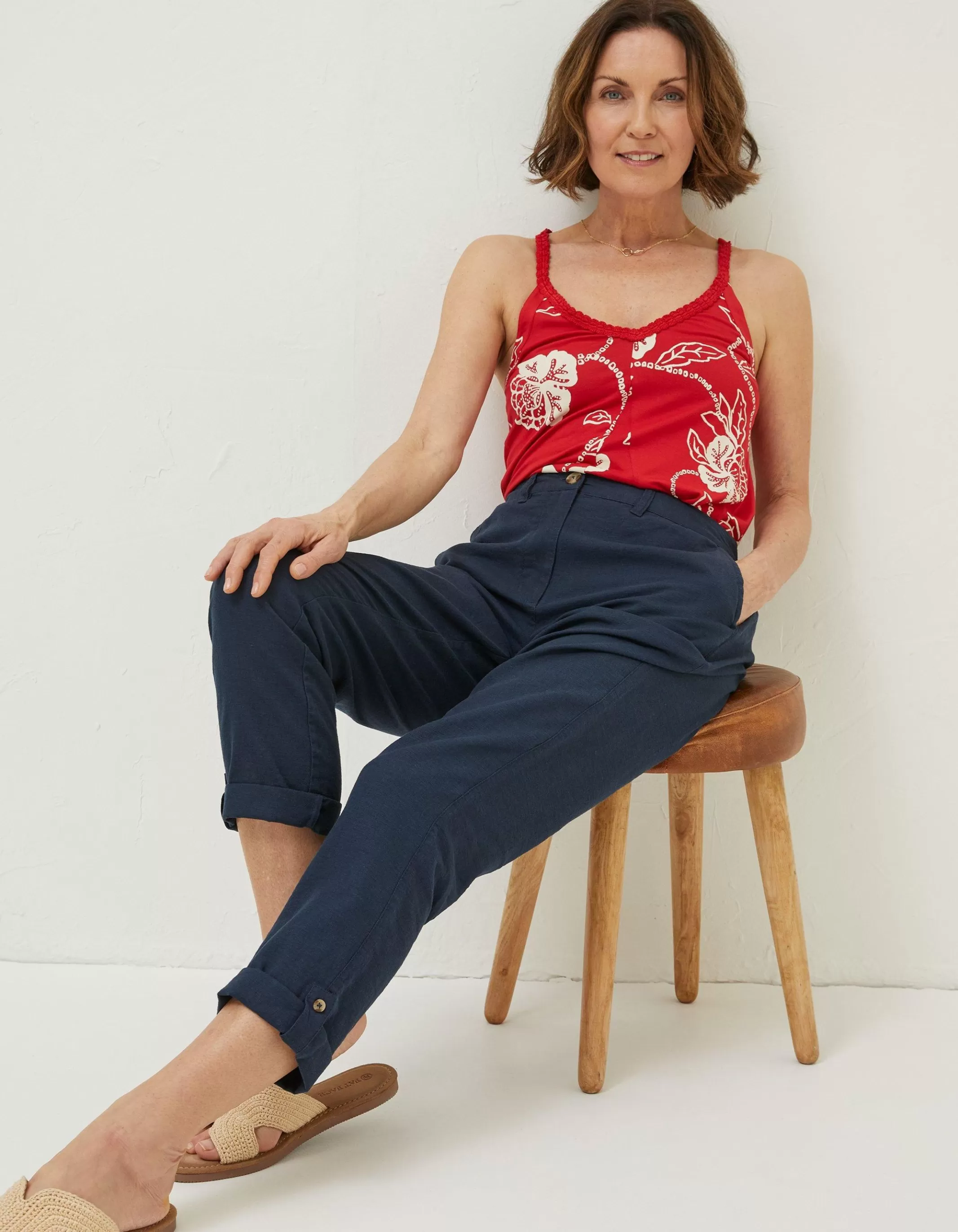 Shop FatFace Austell Linen Blend Jogger Navy