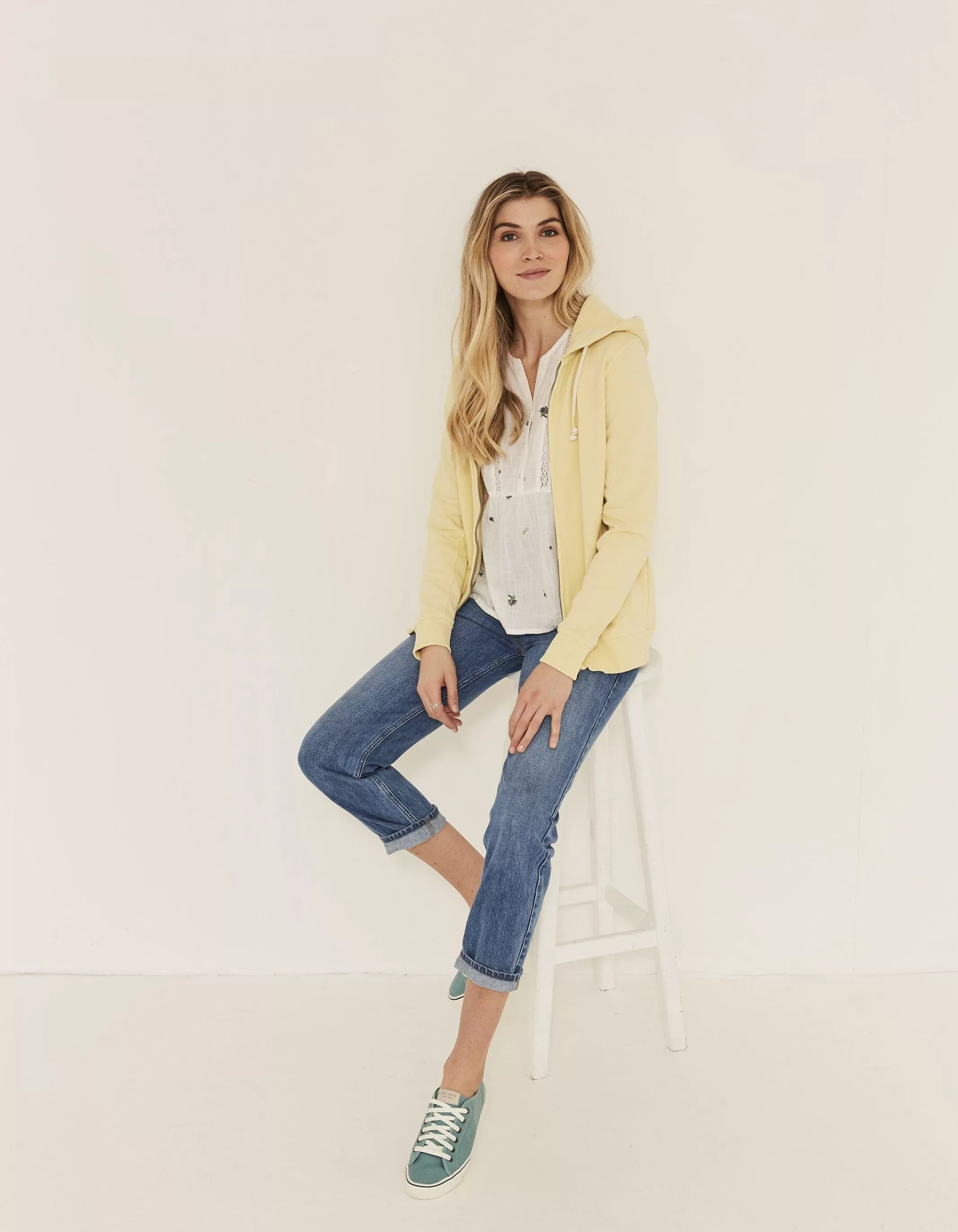 Cheap FatFace Ava Zip Thru Hoodie Lemon