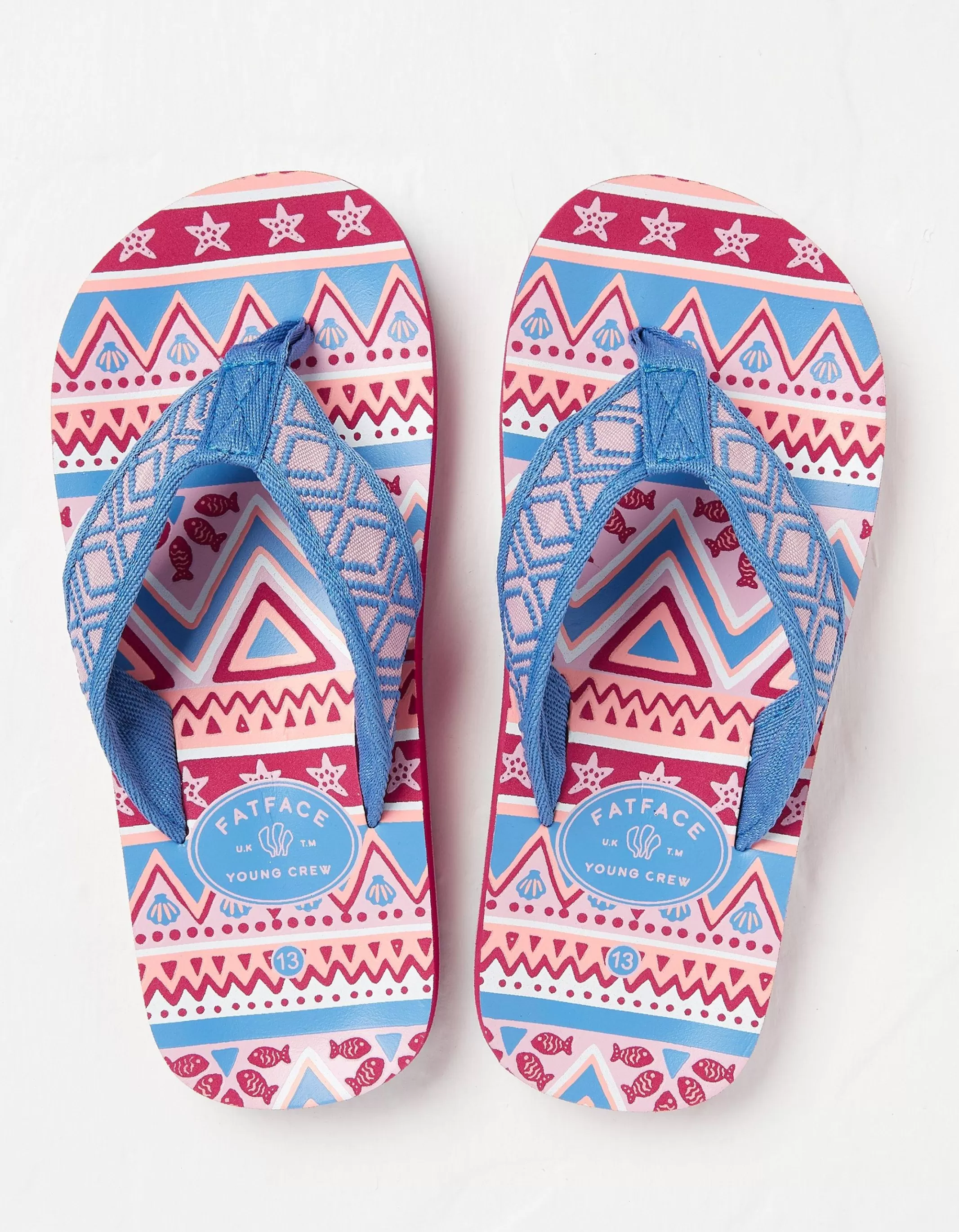 Discount FatFace Aztec Flip Flops Raspberry Red