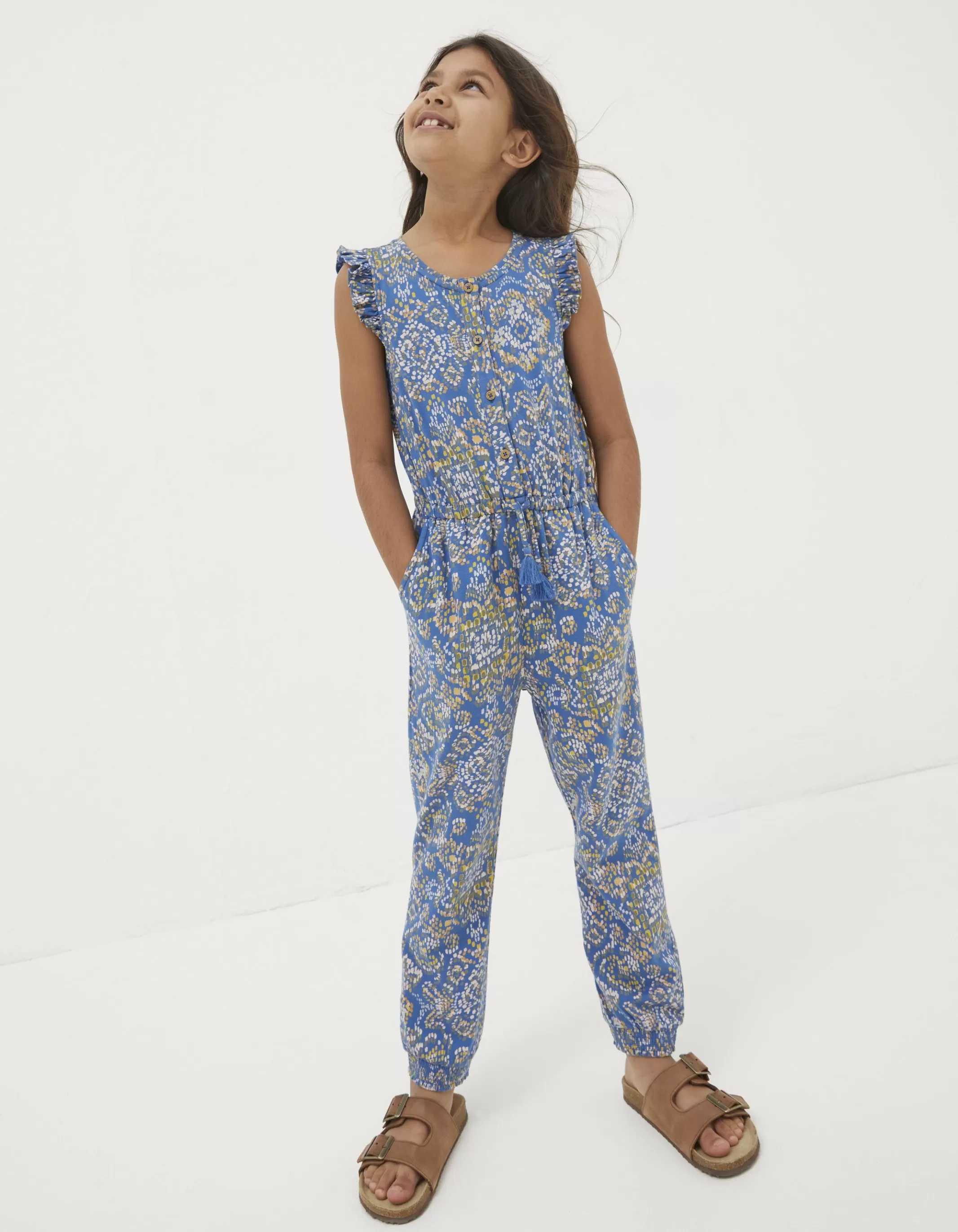 Fashion FatFace Aztec Printed Jumpsuit Washed Blue