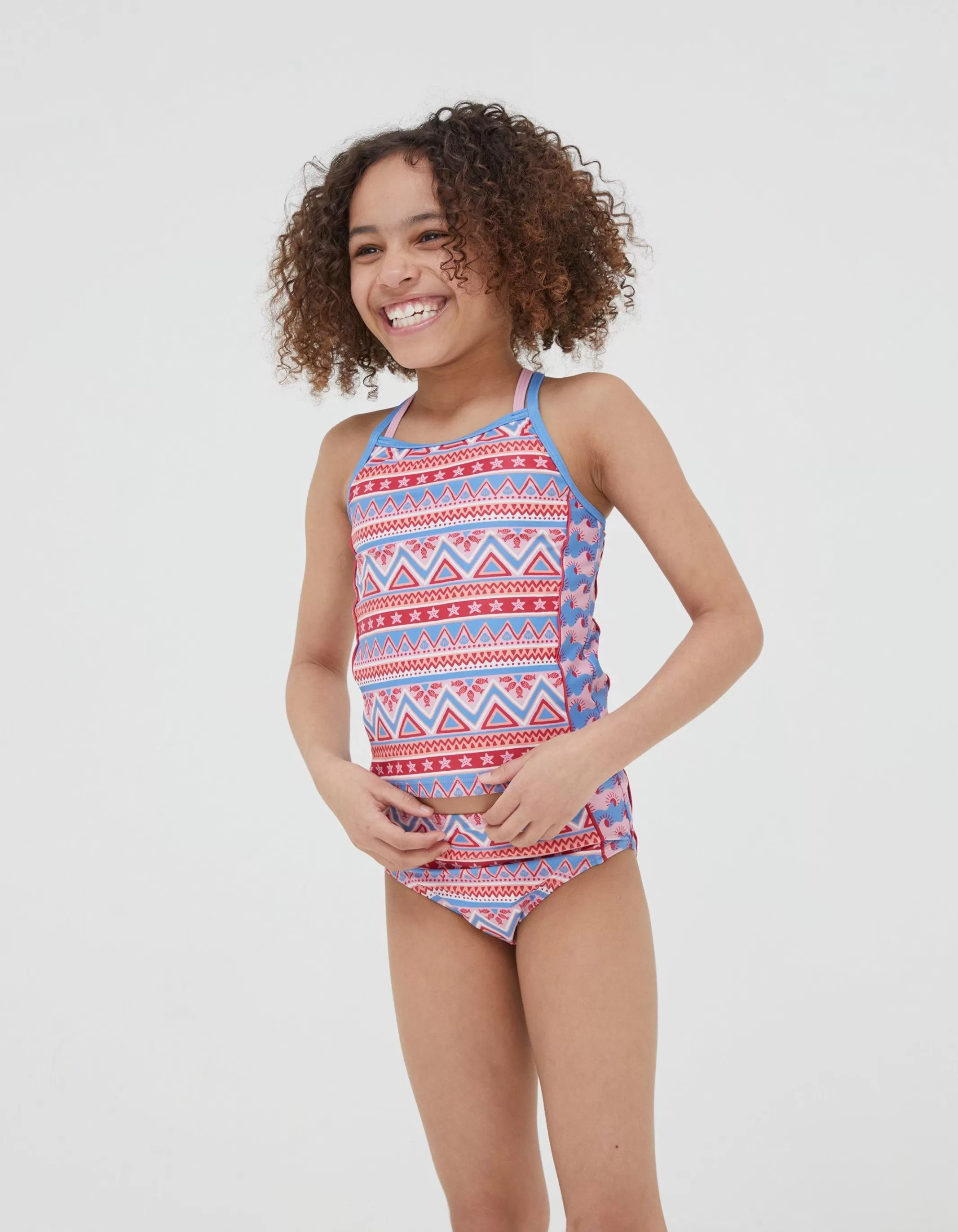 Sale FatFace Aztec Tankini Raspberry Red