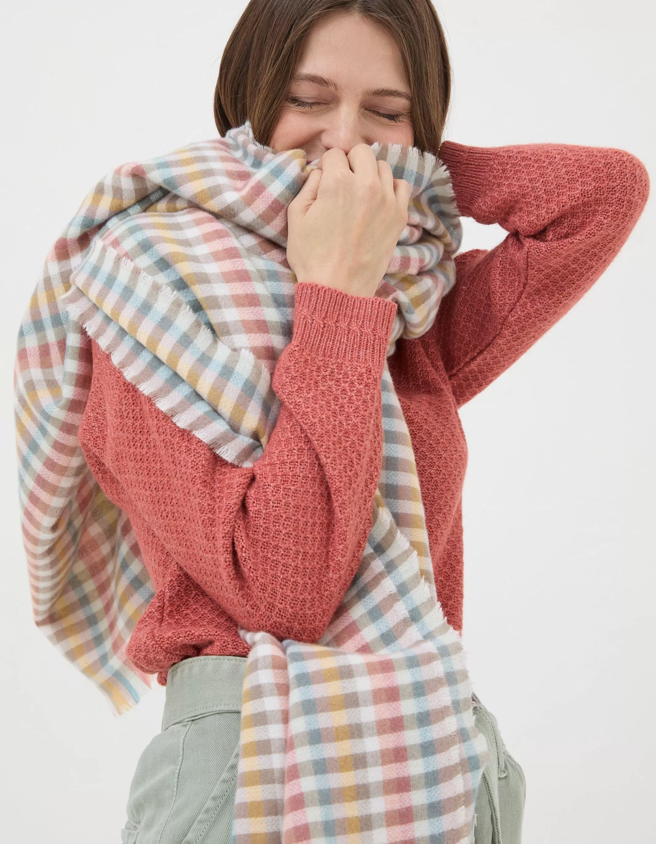 Hot FatFace Bea Gingham Scarf Multi