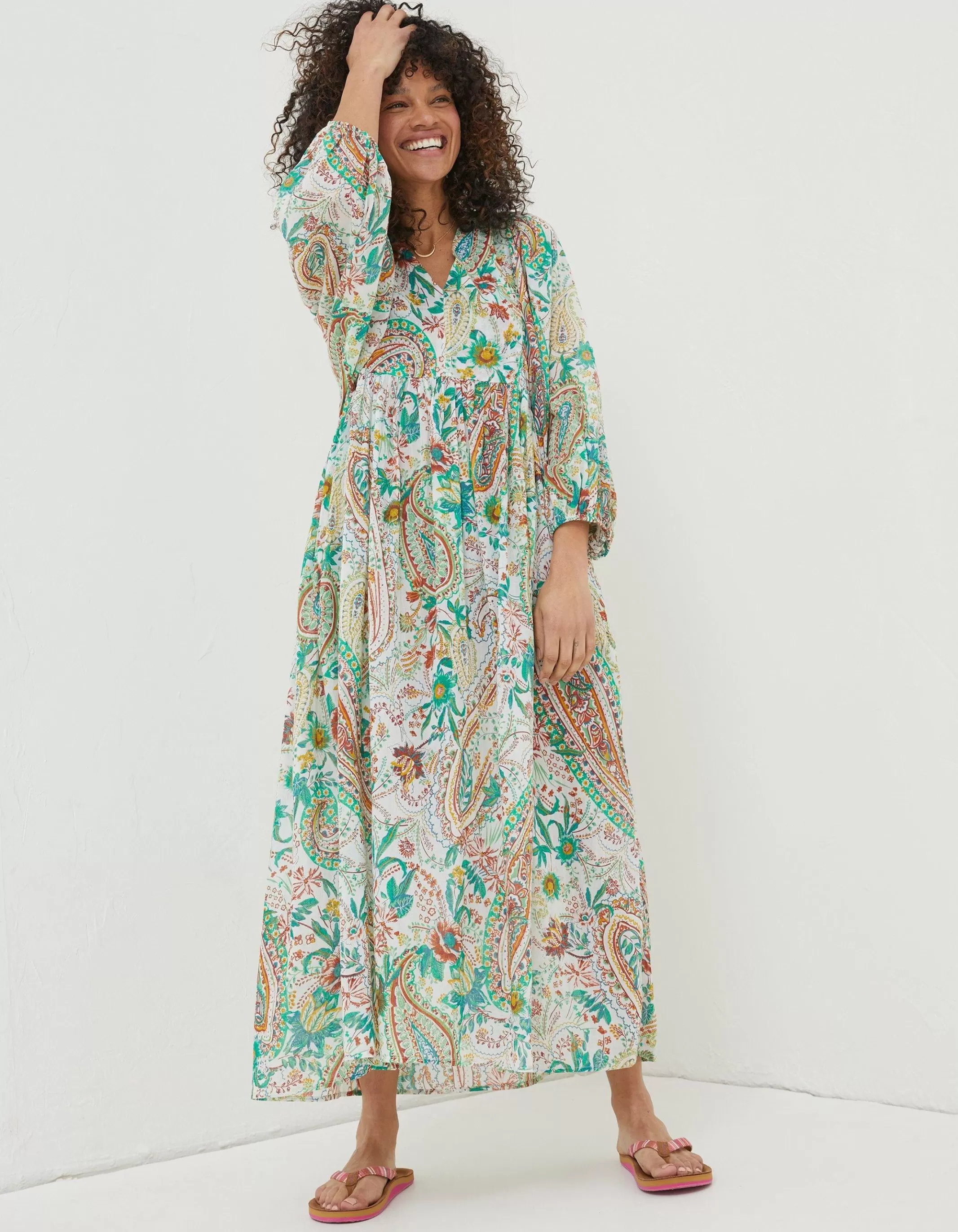 Fashion FatFace Beachwear Jocelyn Paisley Midi Dress Multi Colour