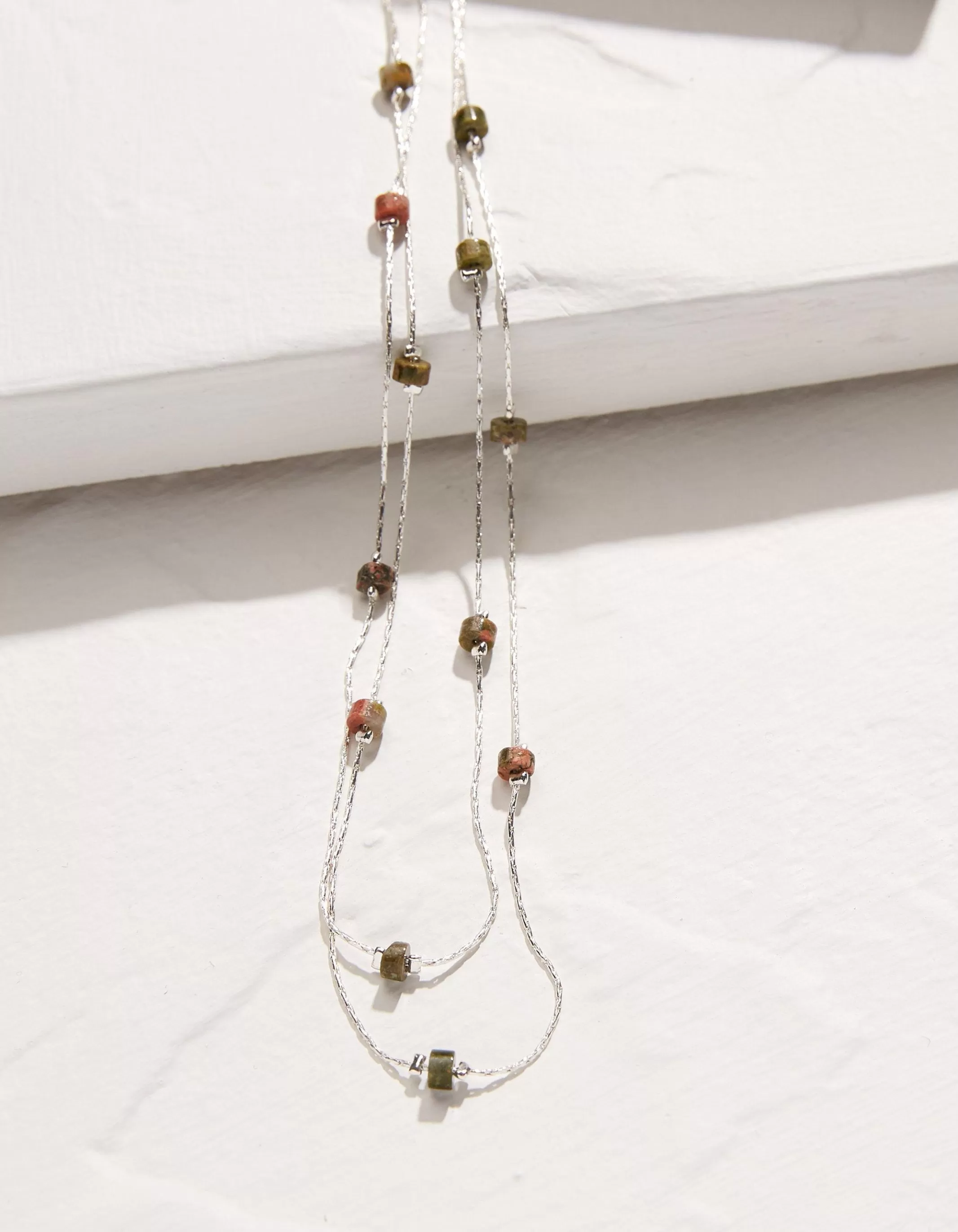 Shop FatFace Bead Layered Necklace Silver