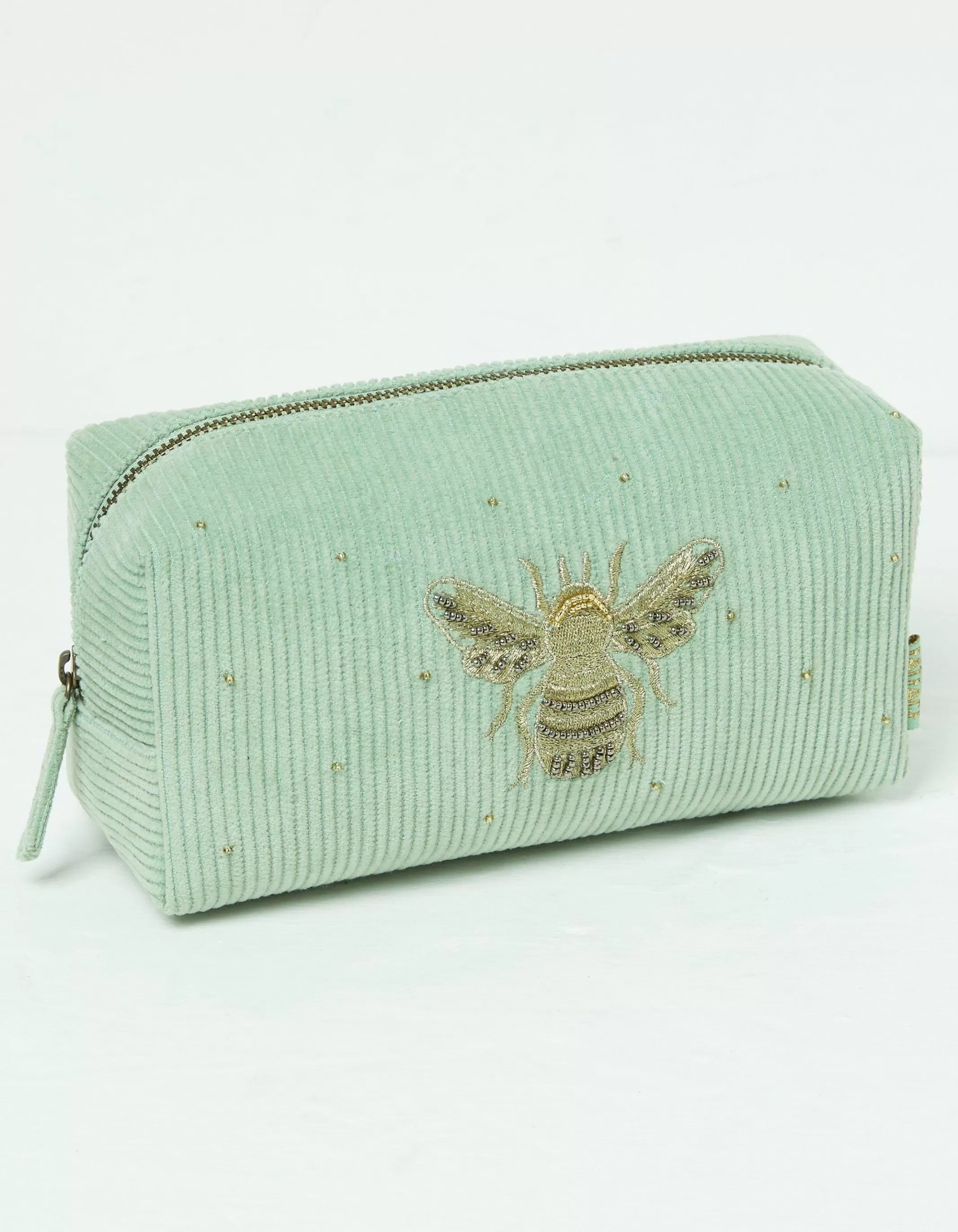 Cheap FatFace Bee Cord Make Up Bag Light Green