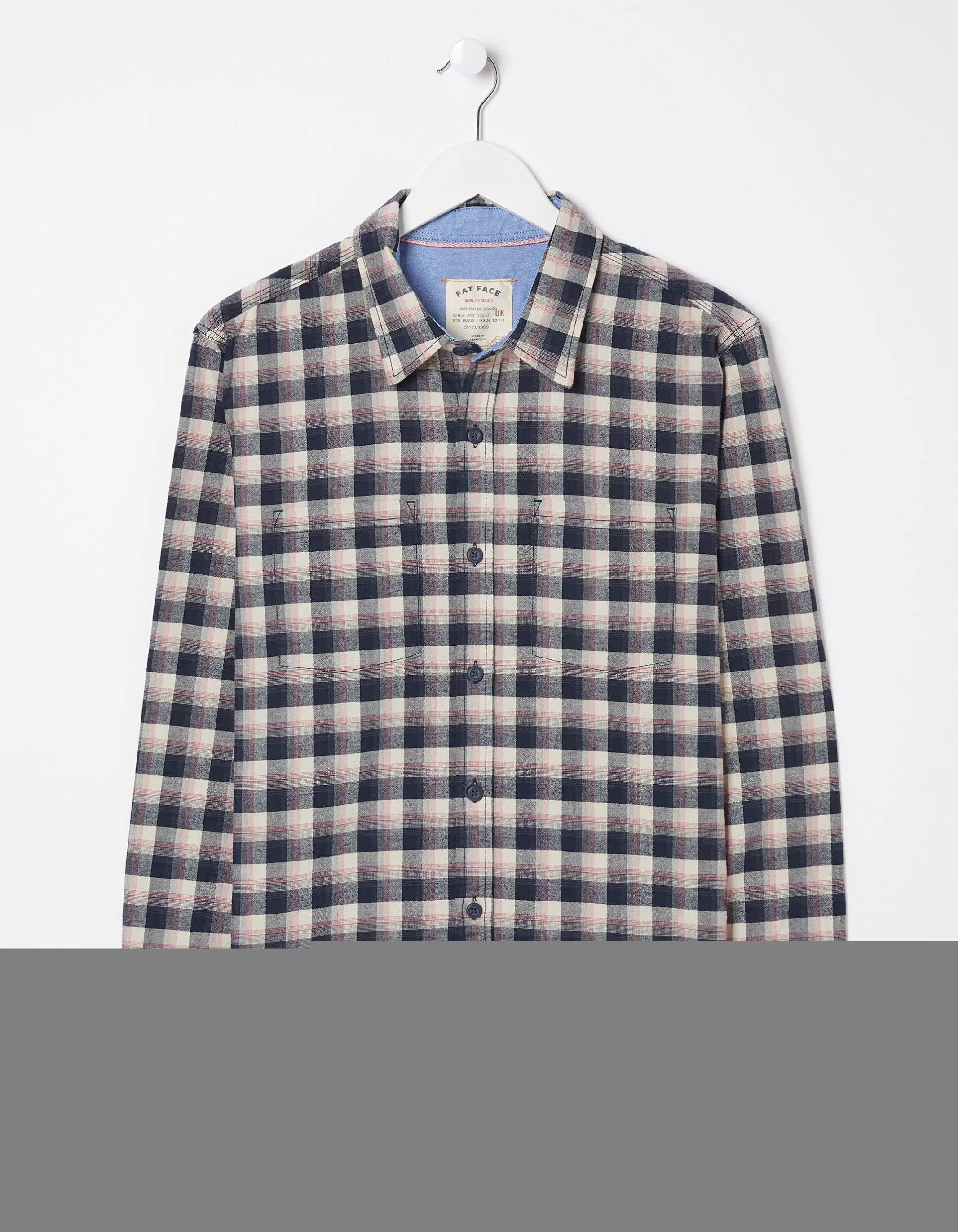 Cheap FatFace Benton Check Shirt Navy