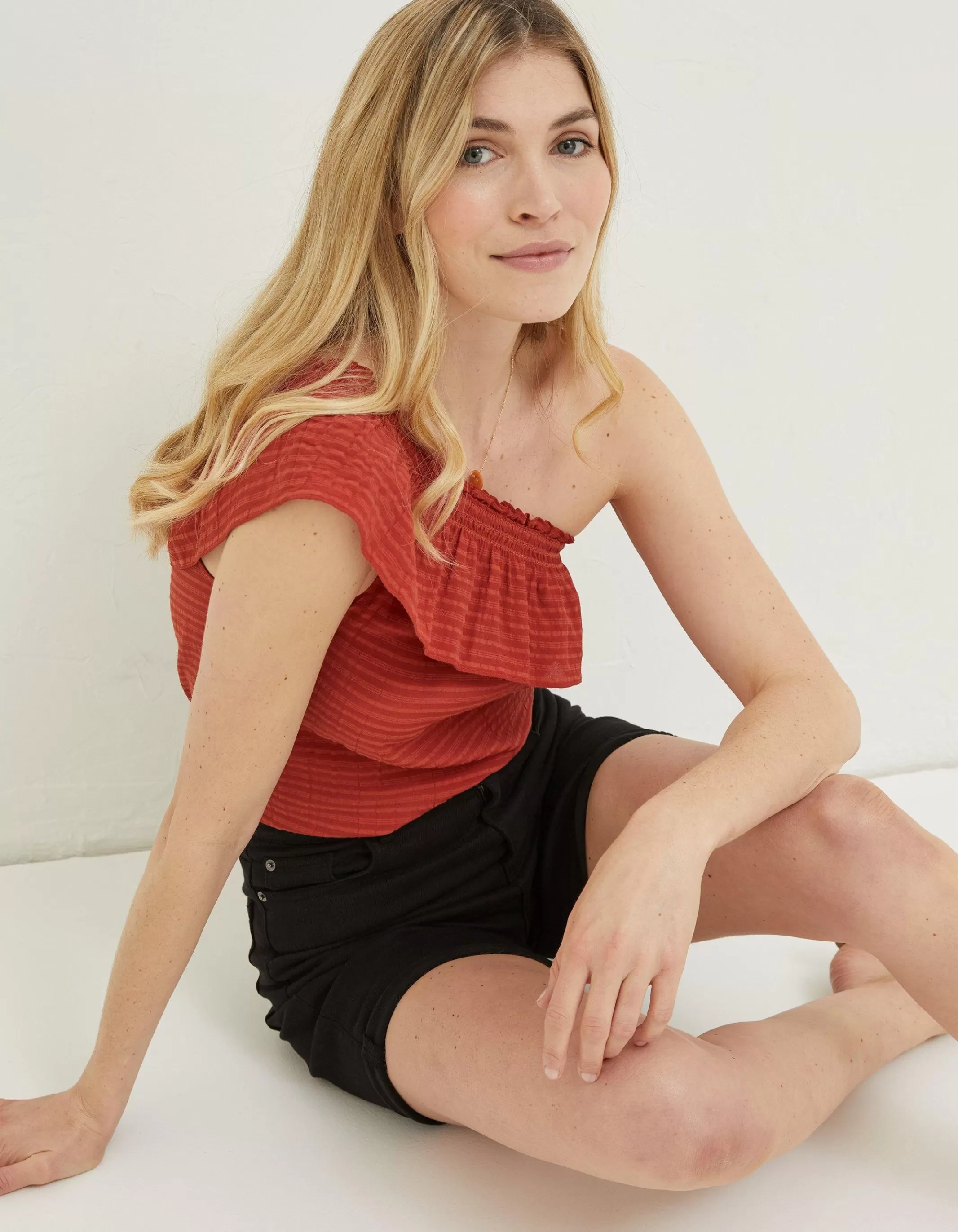 Flash Sale FatFace Bernie Asymmetric Cami Top Rust Red